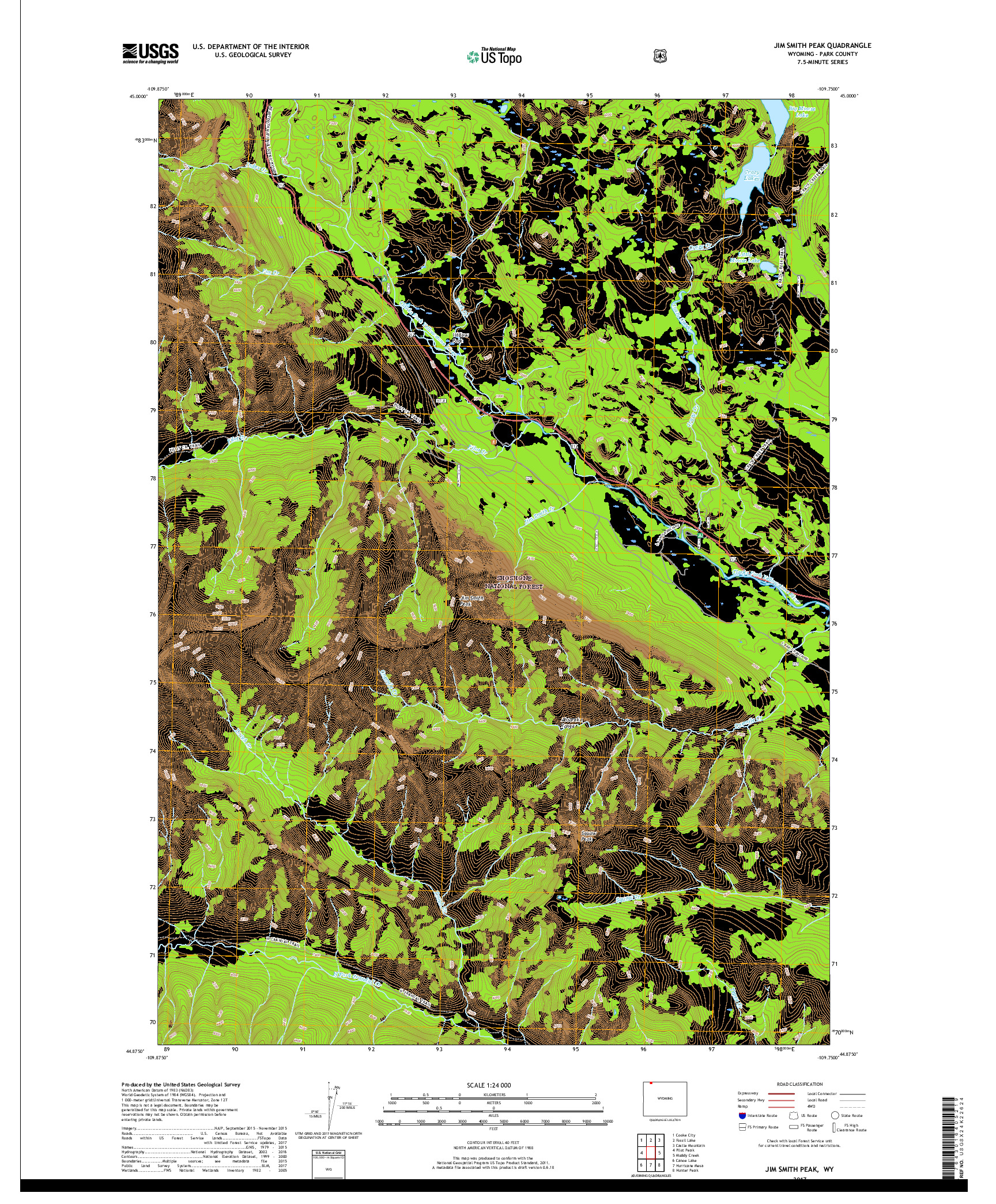 USGS US TOPO 7.5-MINUTE MAP FOR JIM SMITH PEAK, WY 2017