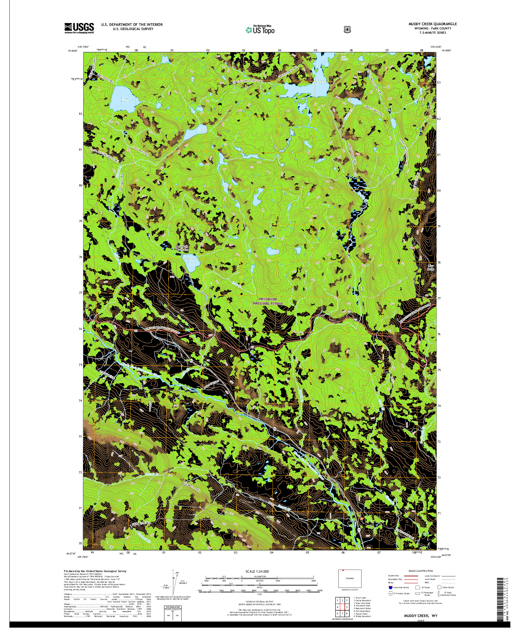 USGS US TOPO 7.5-MINUTE MAP FOR MUDDY CREEK, WY 2017