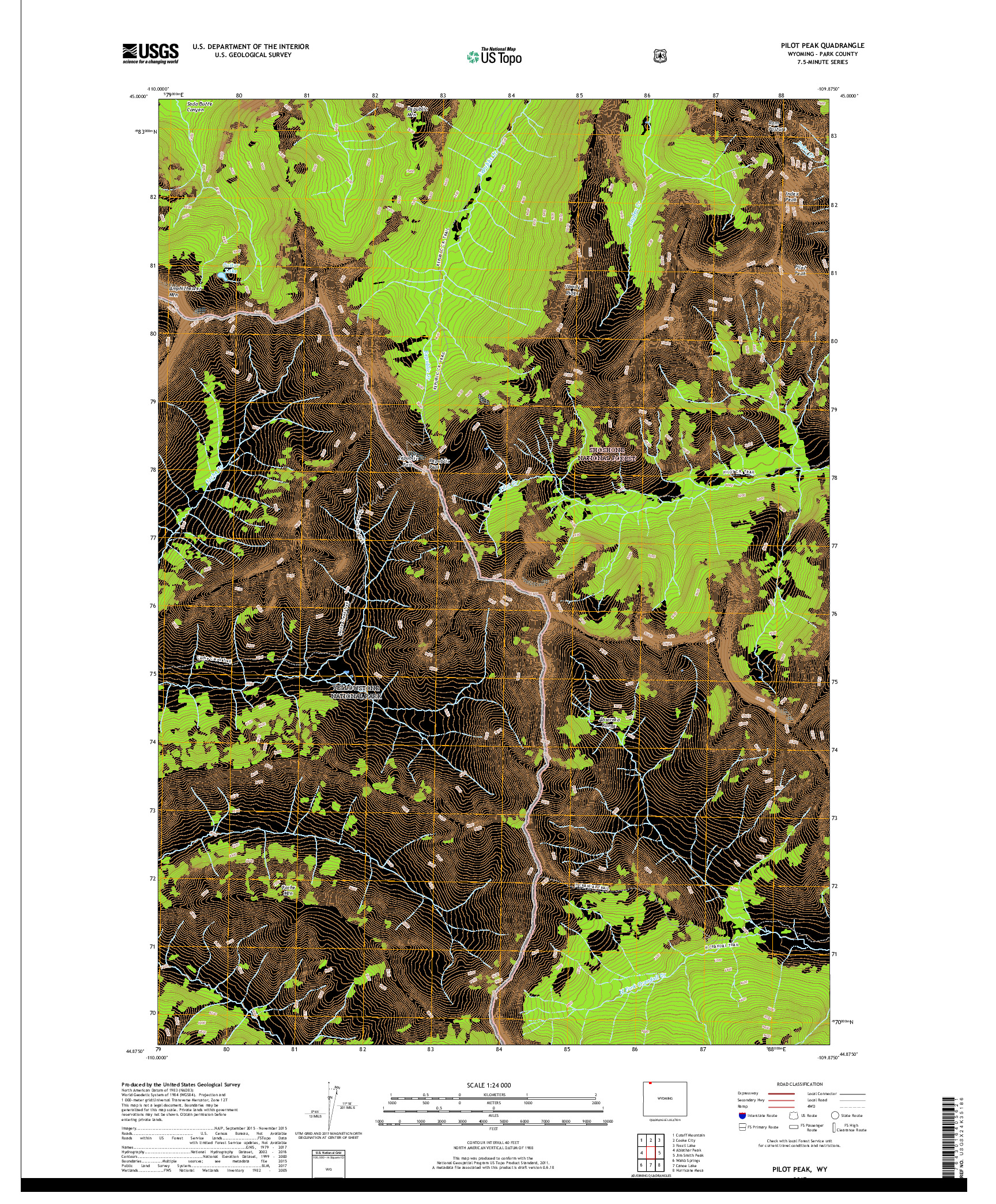 USGS US TOPO 7.5-MINUTE MAP FOR PILOT PEAK, WY 2017