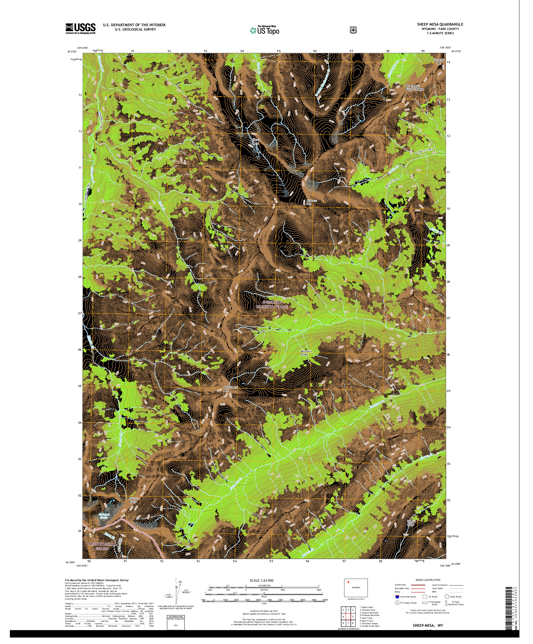 USGS US TOPO 7.5-MINUTE MAP FOR SHEEP MESA, WY 2017