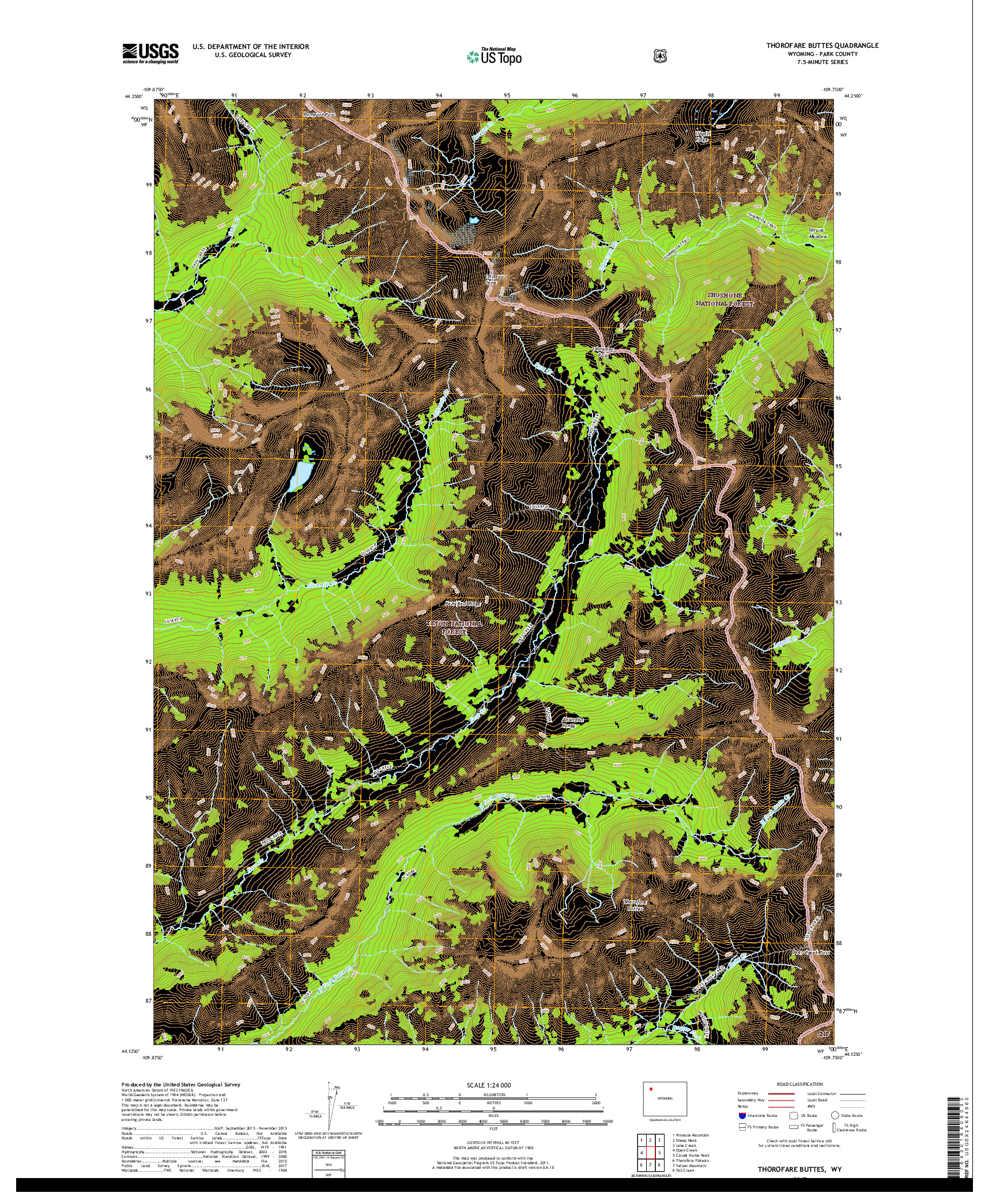 USGS US TOPO 7.5-MINUTE MAP FOR THOROFARE BUTTES, WY 2017