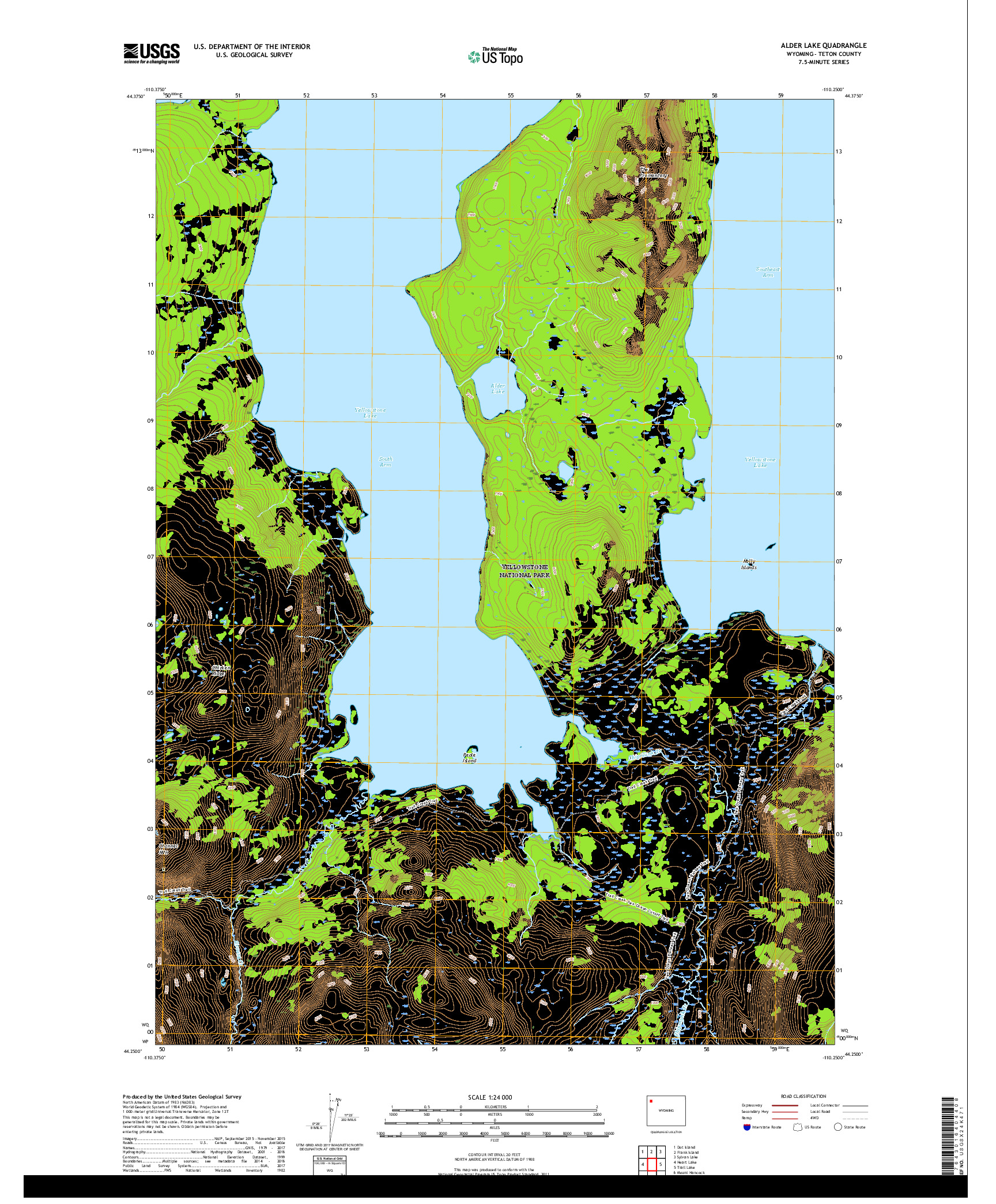 USGS US TOPO 7.5-MINUTE MAP FOR ALDER LAKE, WY 2017