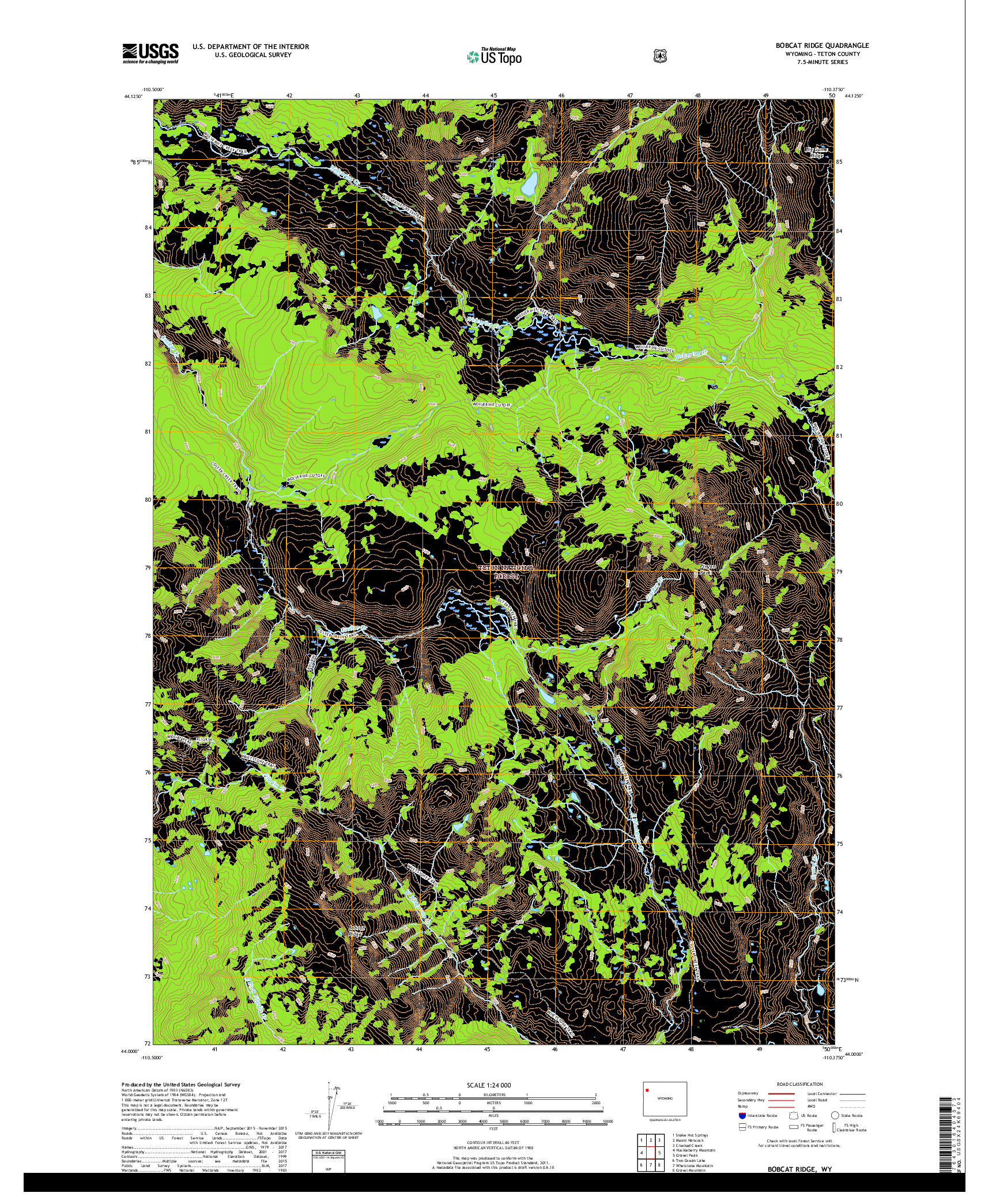 USGS US TOPO 7.5-MINUTE MAP FOR BOBCAT RIDGE, WY 2017