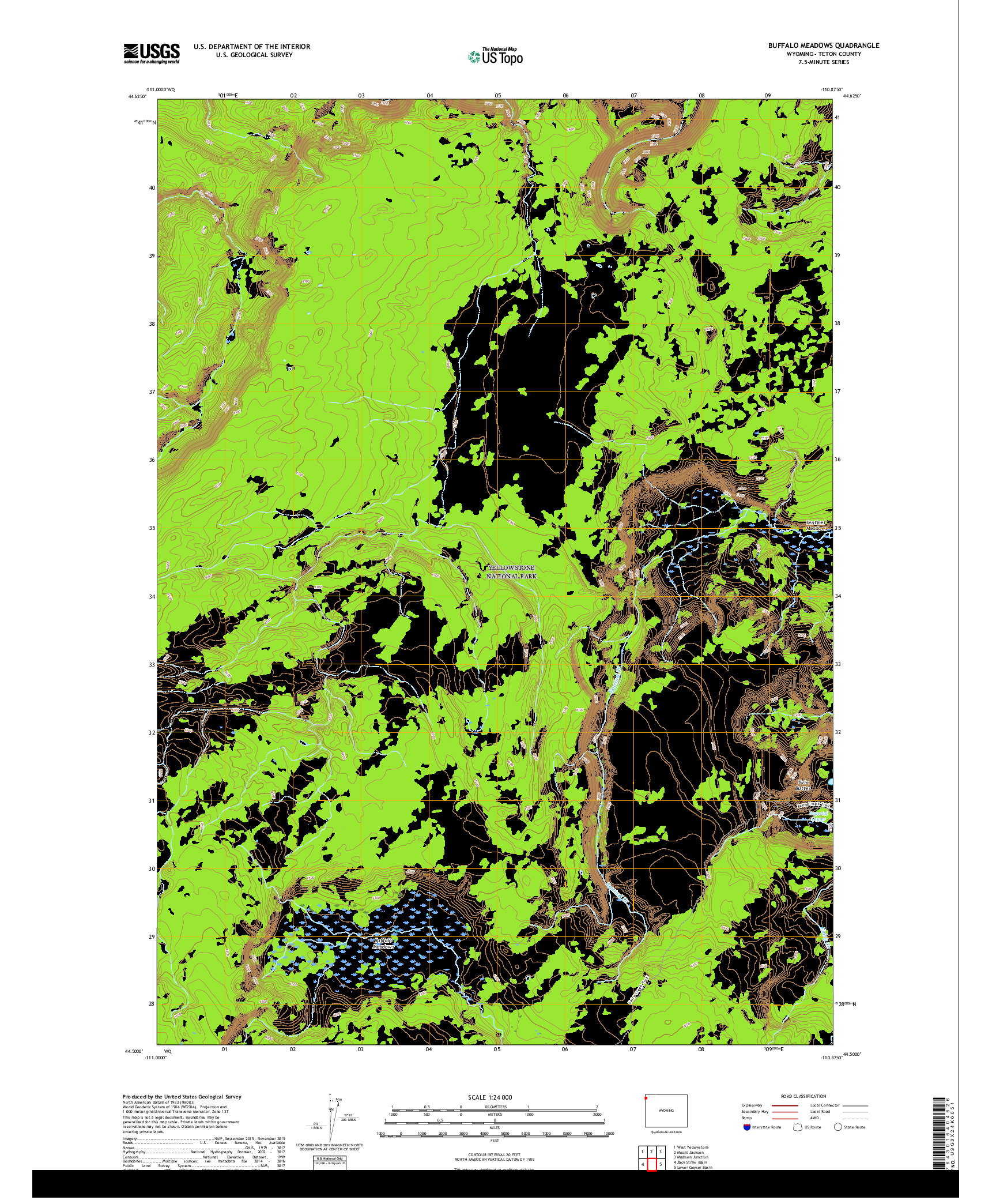 USGS US TOPO 7.5-MINUTE MAP FOR BUFFALO MEADOWS, WY 2017