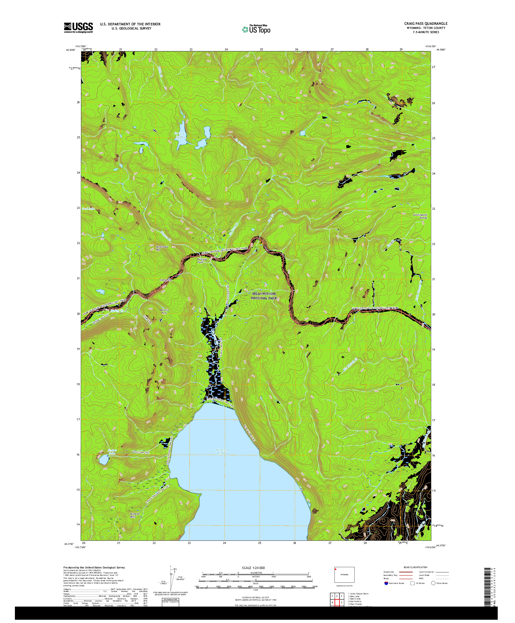 USGS US TOPO 7.5-MINUTE MAP FOR CRAIG PASS, WY 2017