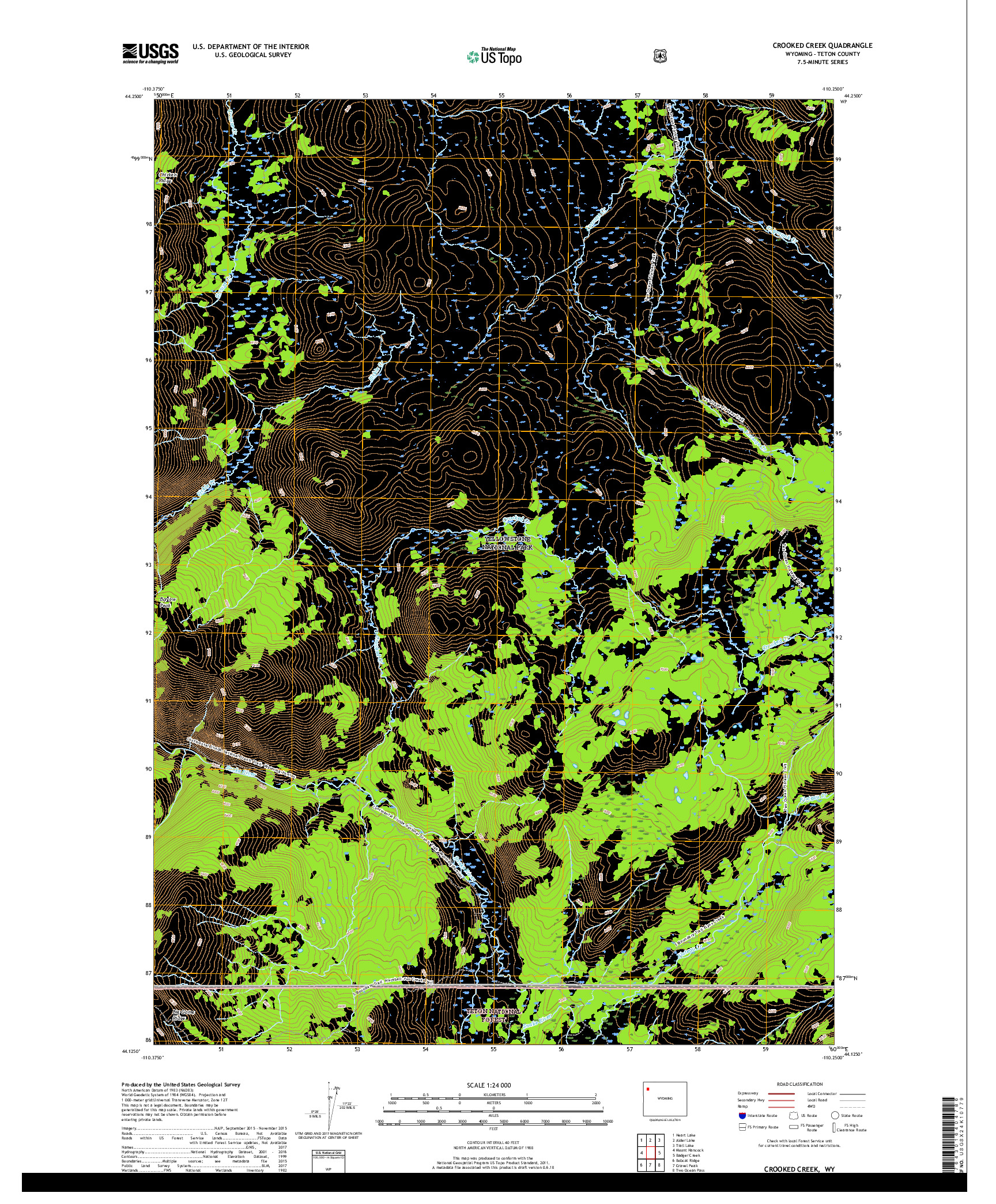 USGS US TOPO 7.5-MINUTE MAP FOR CROOKED CREEK, WY 2017