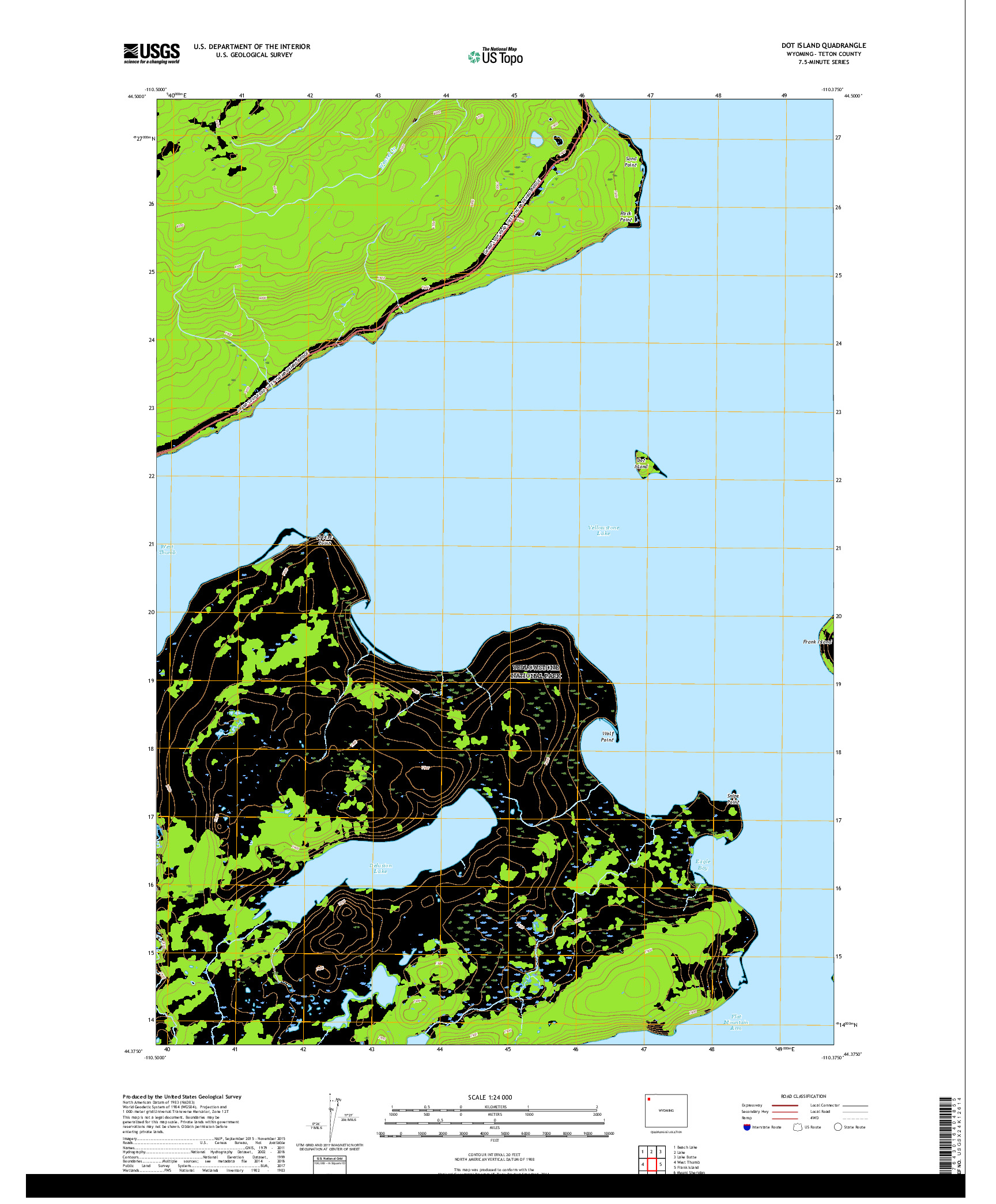 USGS US TOPO 7.5-MINUTE MAP FOR DOT ISLAND, WY 2017