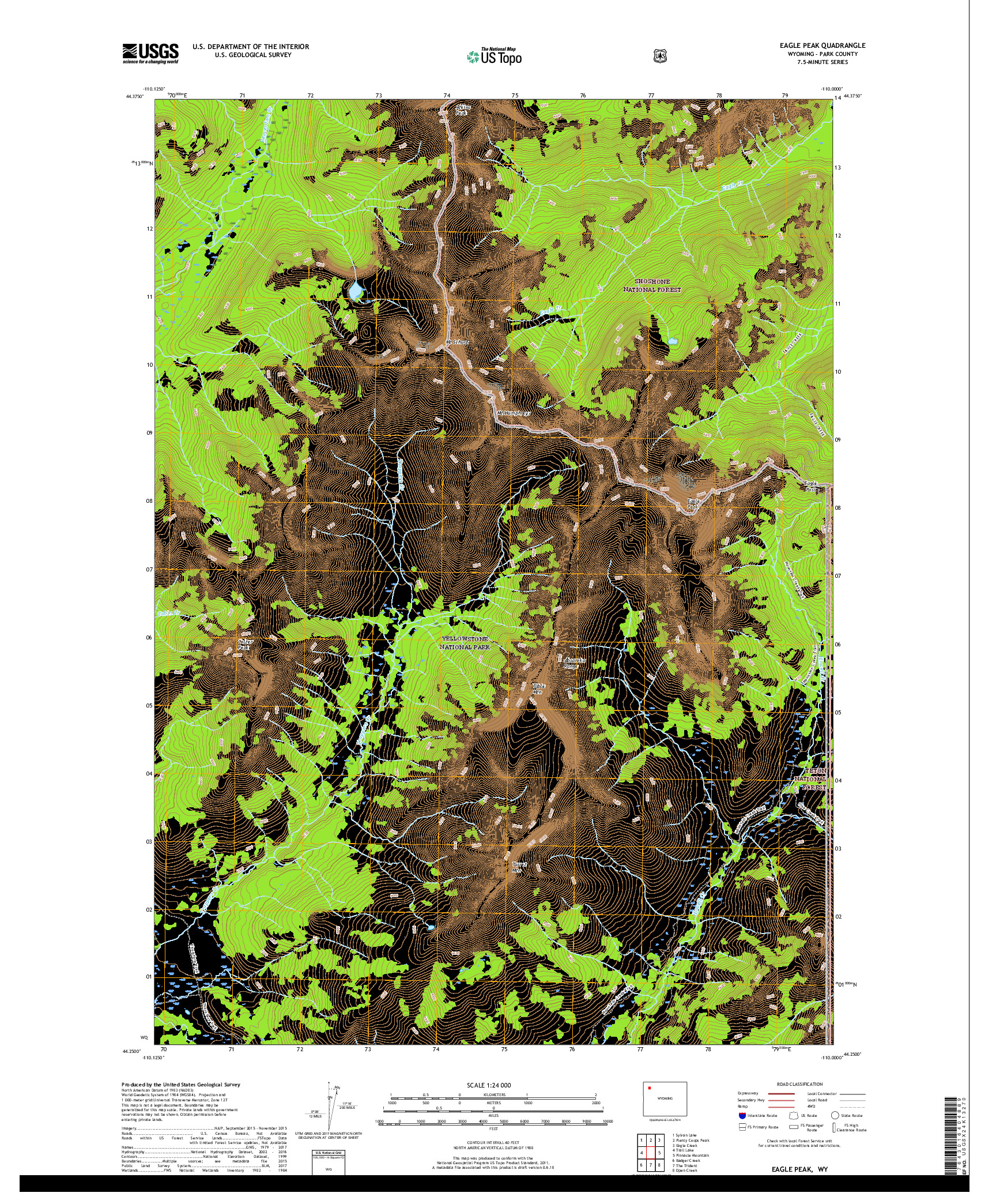 USGS US TOPO 7.5-MINUTE MAP FOR EAGLE PEAK, WY 2017