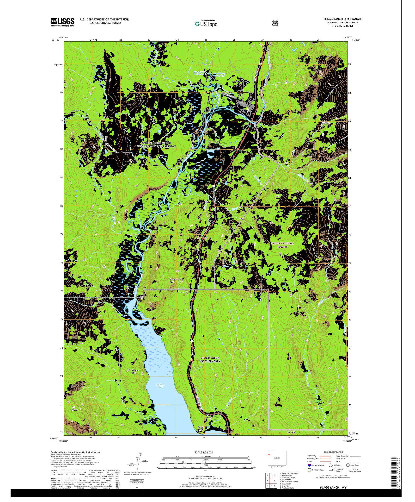 USGS US TOPO 7.5-MINUTE MAP FOR FLAGG RANCH, WY 2017
