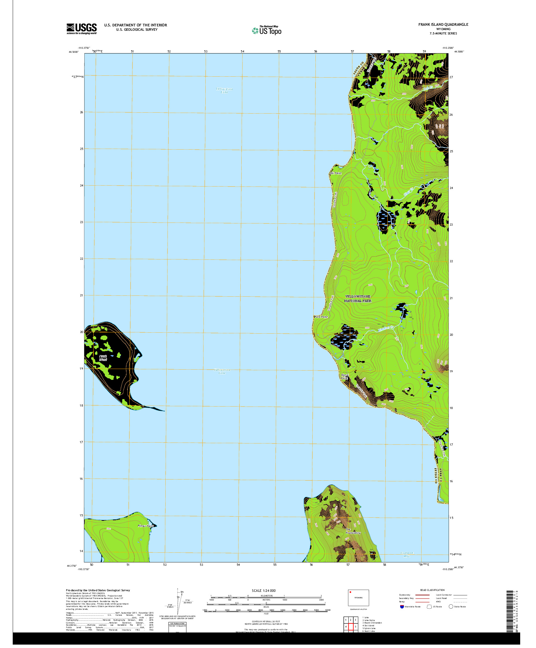USGS US TOPO 7.5-MINUTE MAP FOR FRANK ISLAND, WY 2017