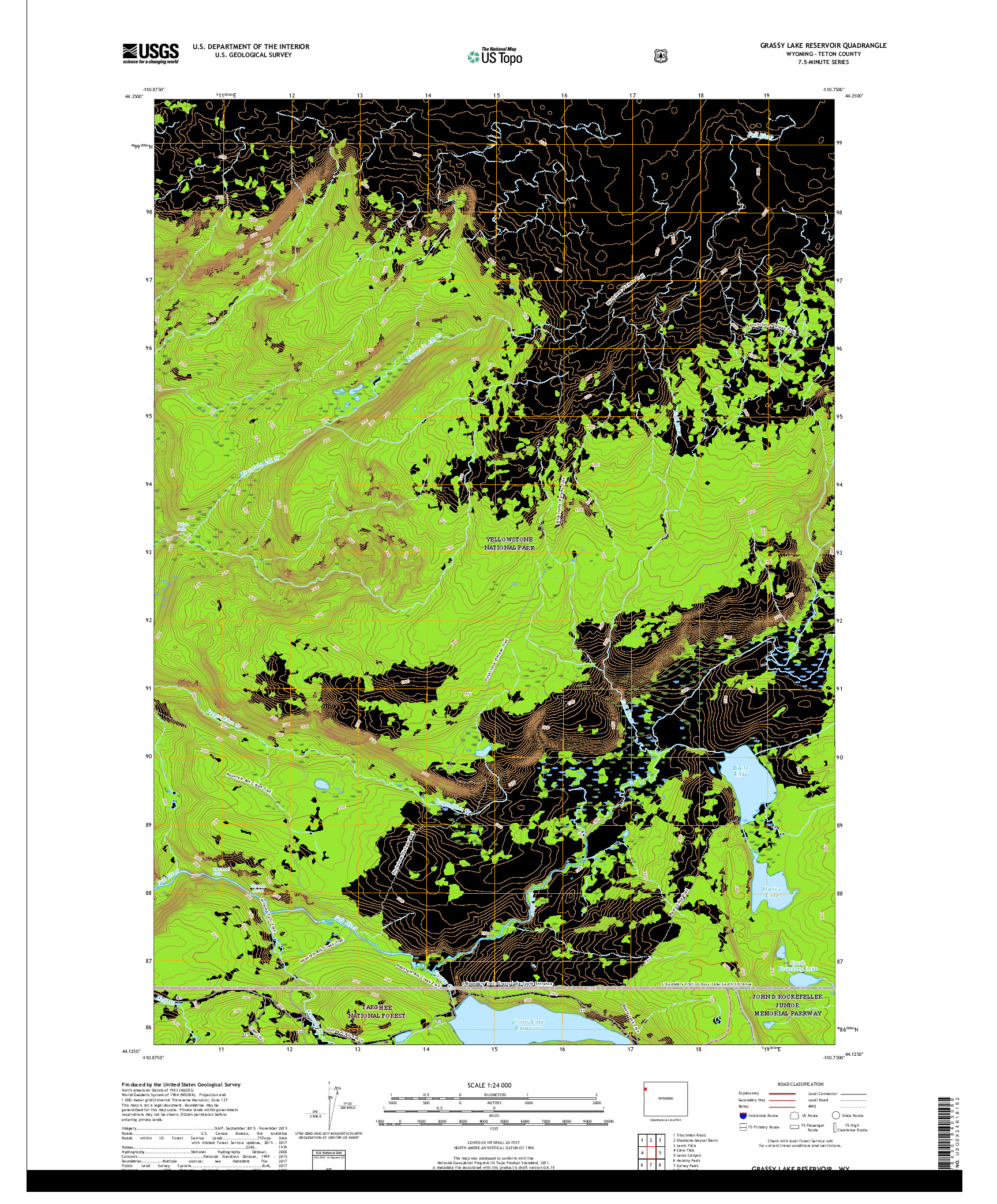 USGS US TOPO 7.5-MINUTE MAP FOR GRASSY LAKE RESERVOIR, WY 2017