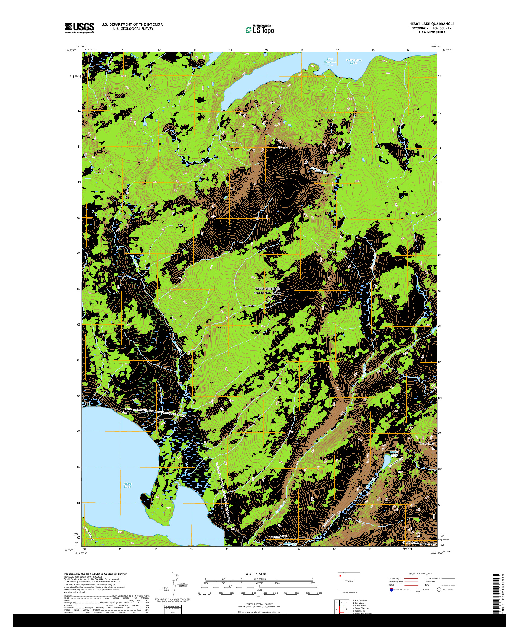 USGS US TOPO 7.5-MINUTE MAP FOR HEART LAKE, WY 2017