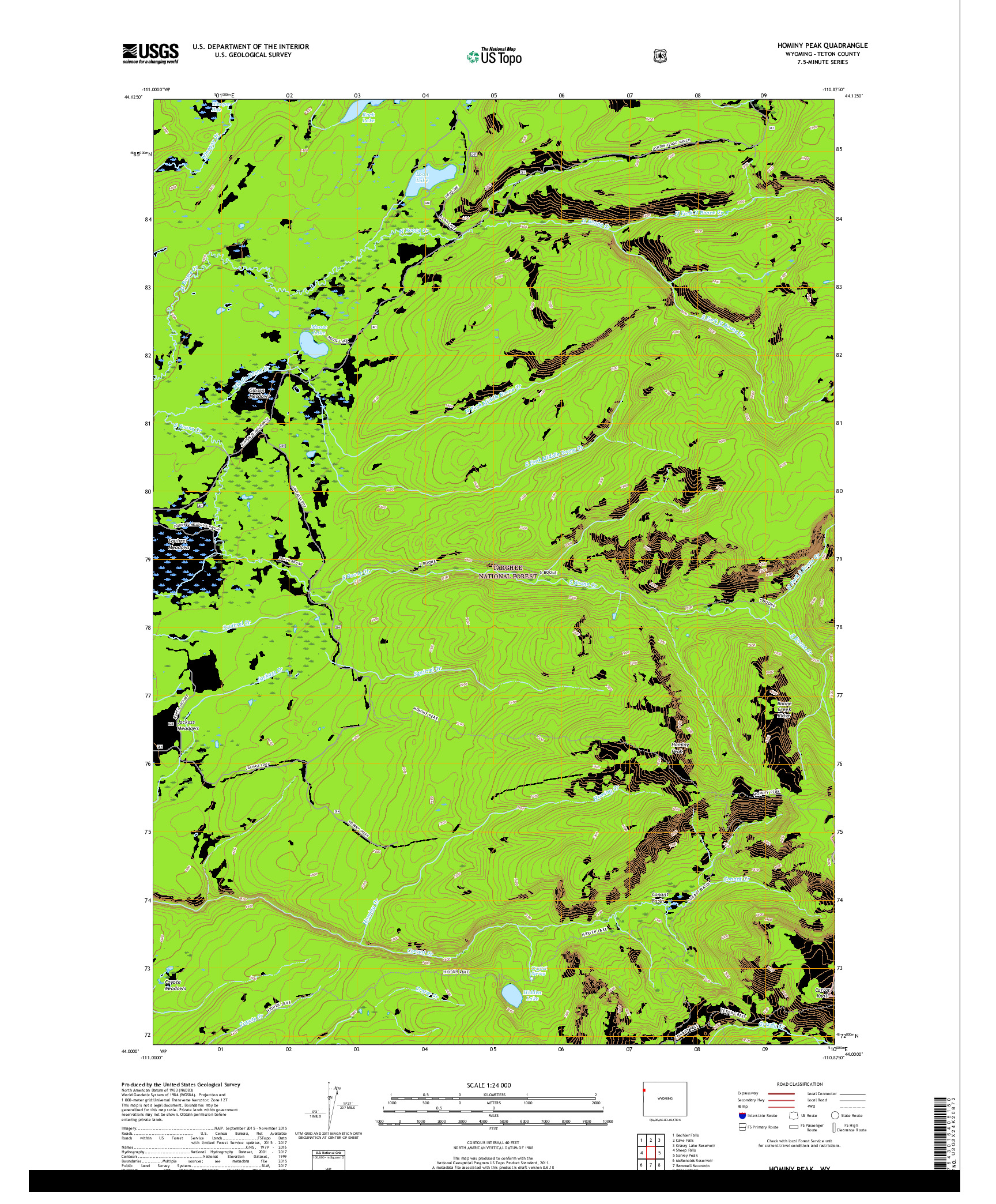 USGS US TOPO 7.5-MINUTE MAP FOR HOMINY PEAK, WY 2017