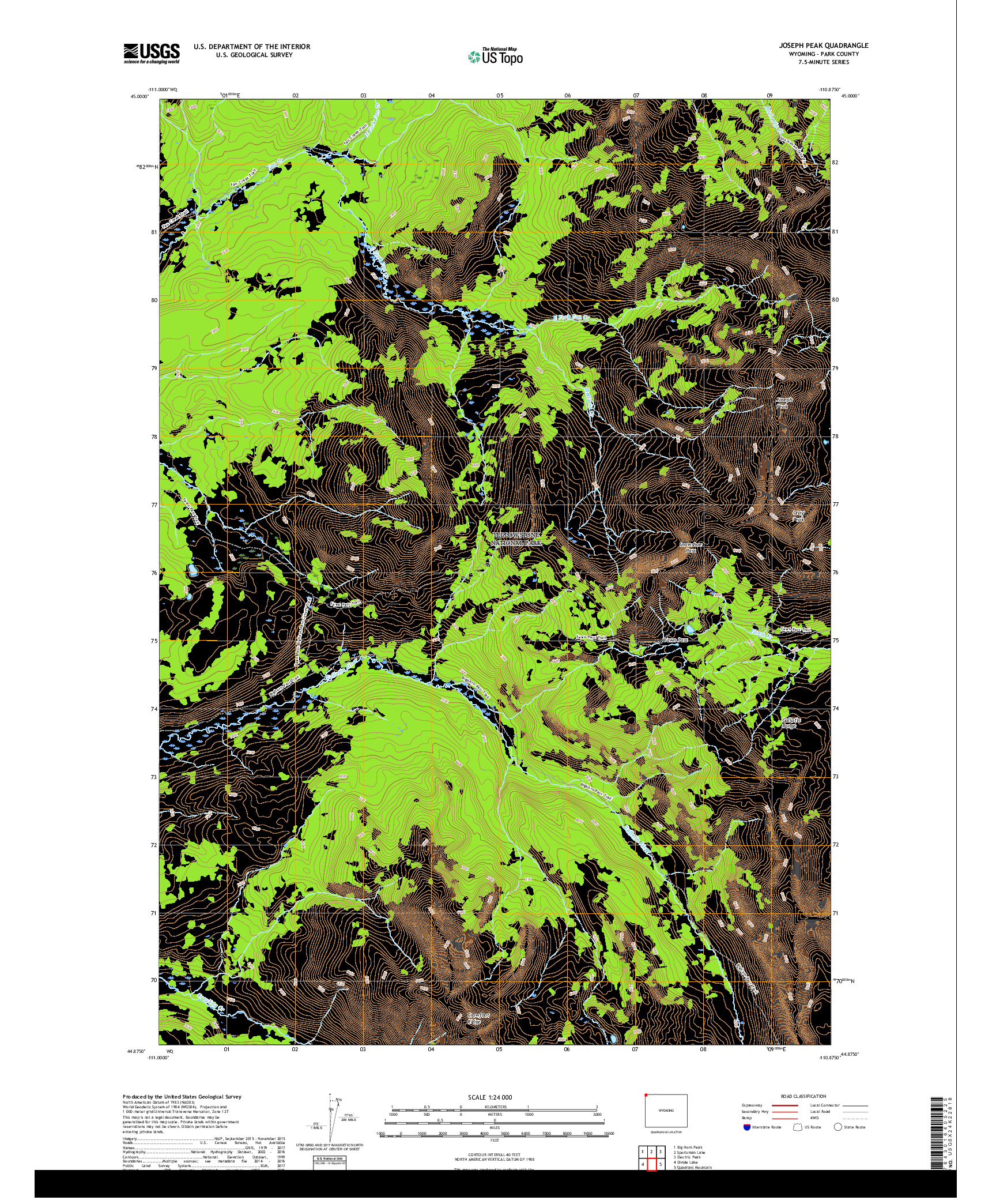 USGS US TOPO 7.5-MINUTE MAP FOR JOSEPH PEAK, WY 2017