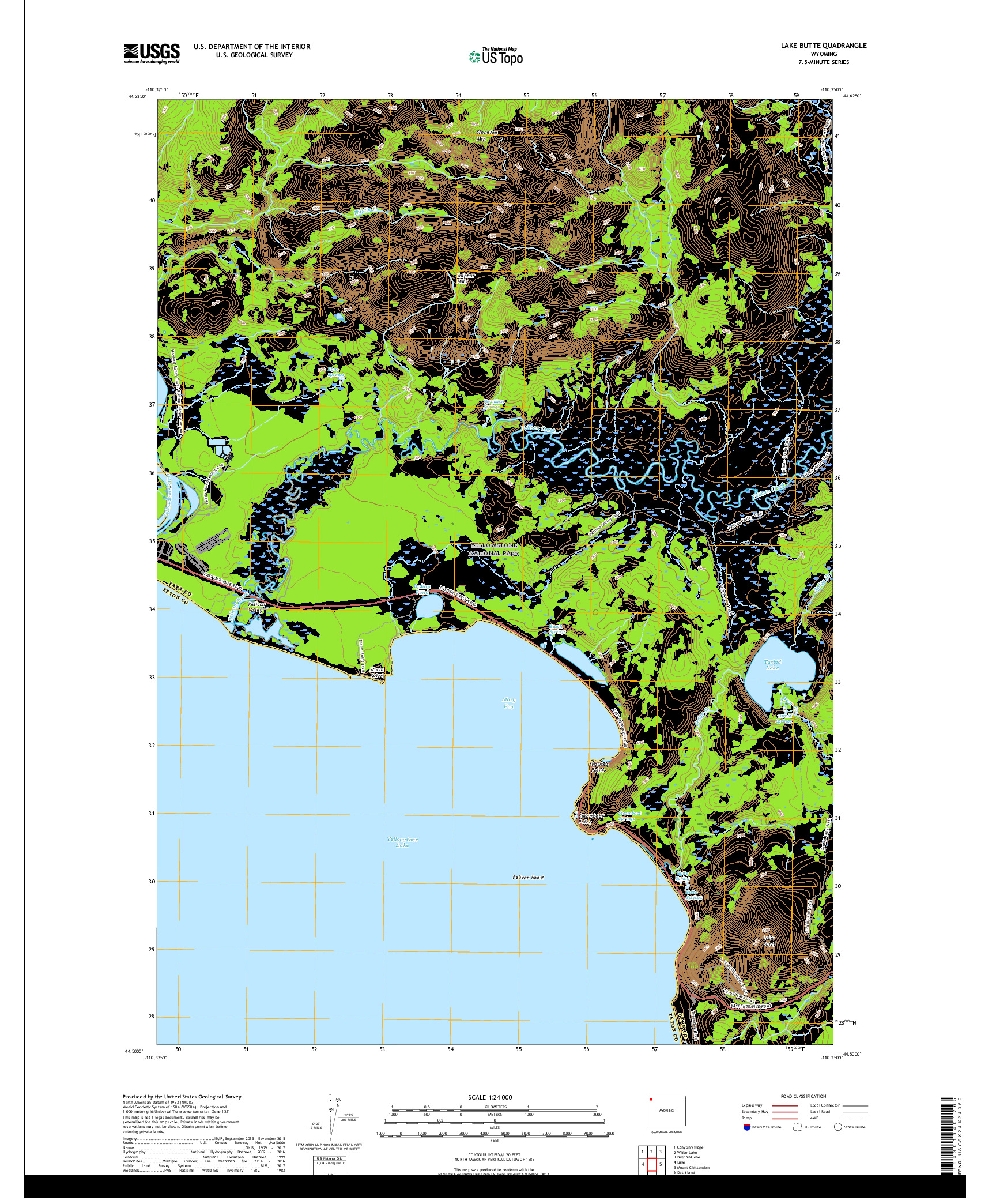 USGS US TOPO 7.5-MINUTE MAP FOR LAKE BUTTE, WY 2017