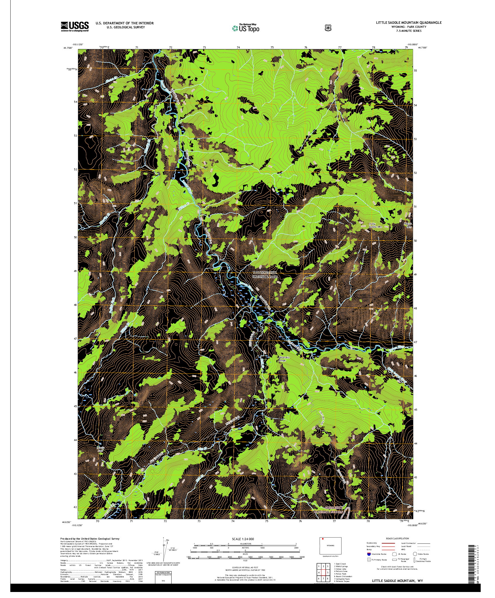 USGS US TOPO 7.5-MINUTE MAP FOR LITTLE SADDLE MOUNTAIN, WY 2017