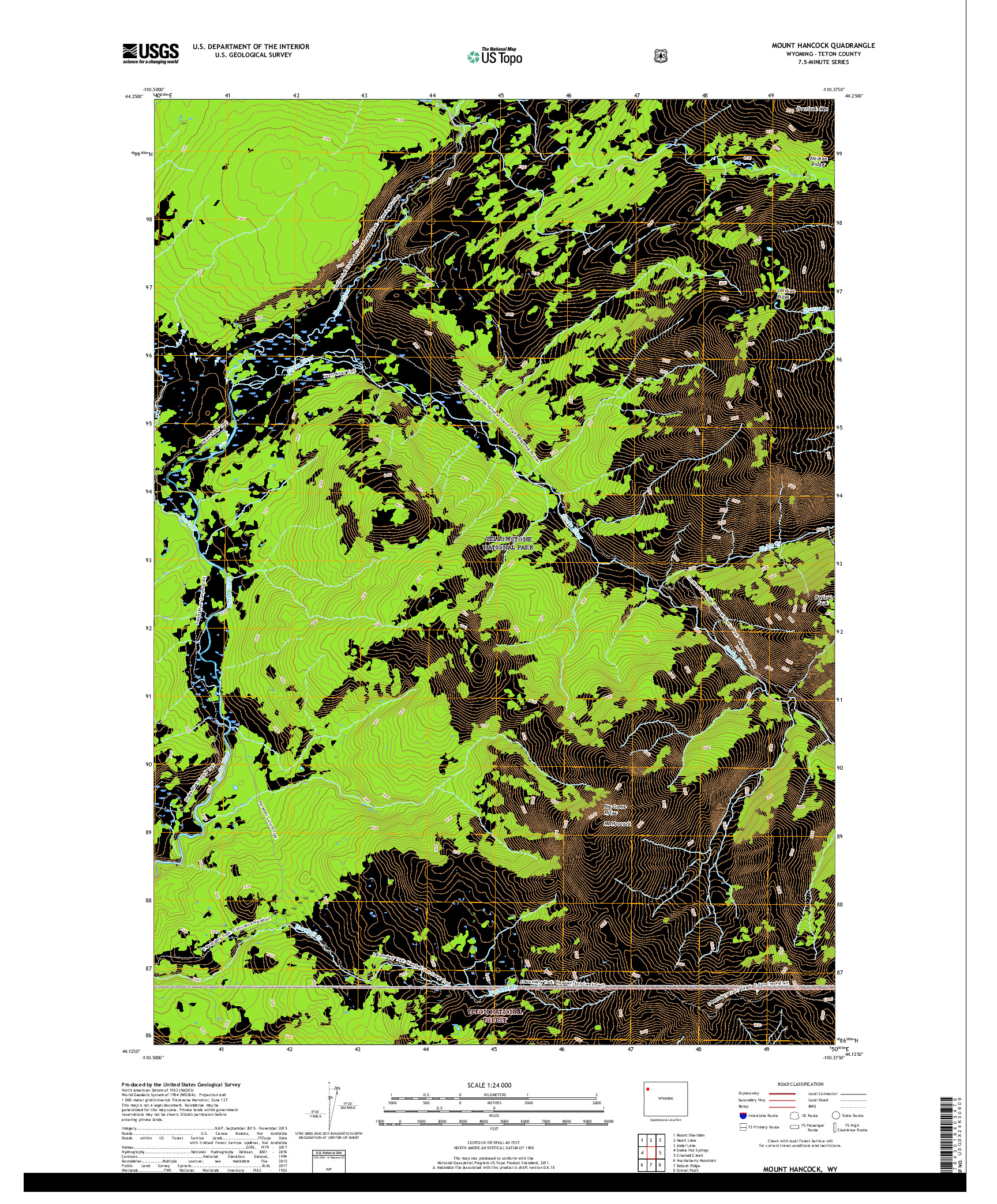 USGS US TOPO 7.5-MINUTE MAP FOR MOUNT HANCOCK, WY 2017