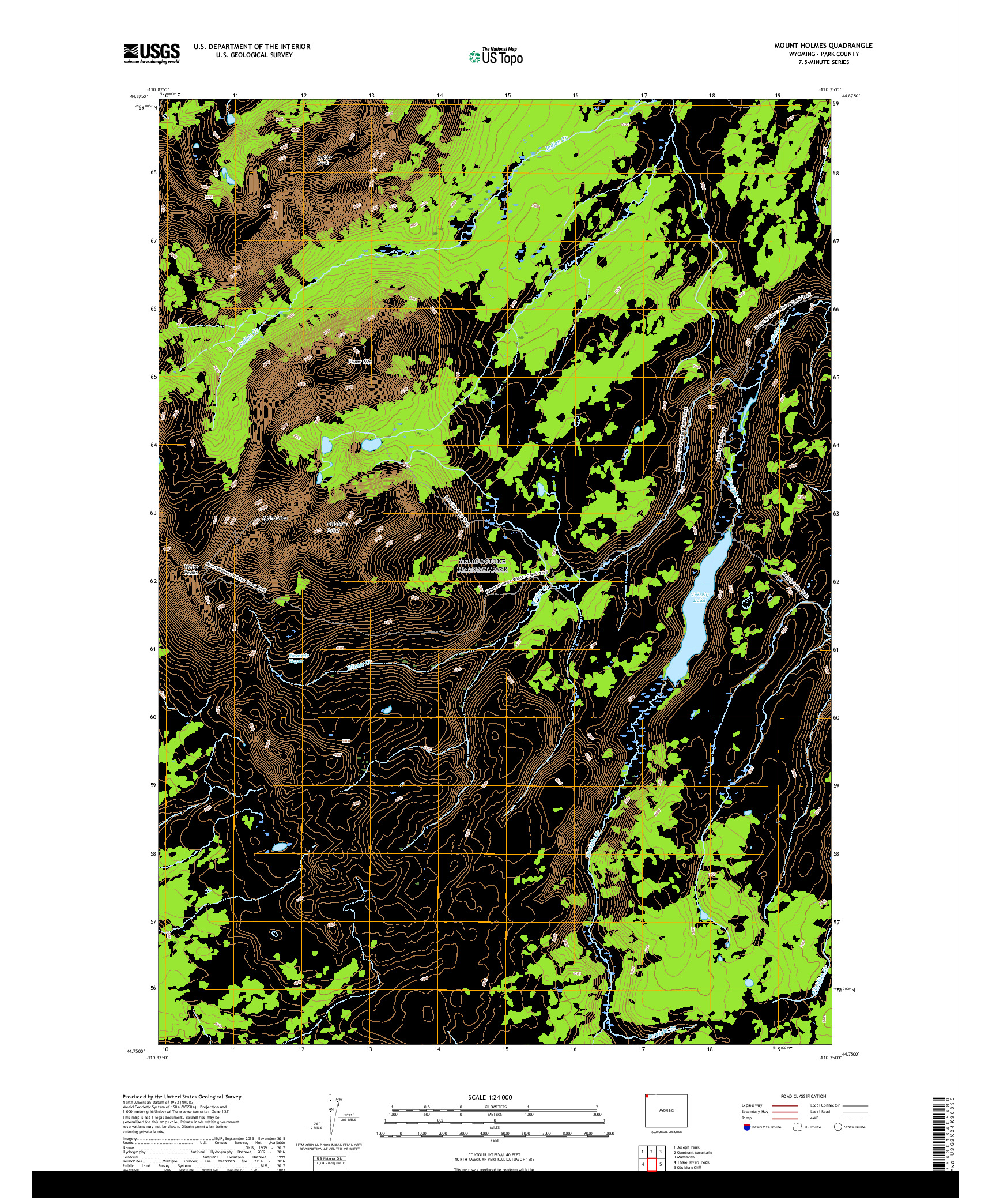 USGS US TOPO 7.5-MINUTE MAP FOR MOUNT HOLMES, WY 2017