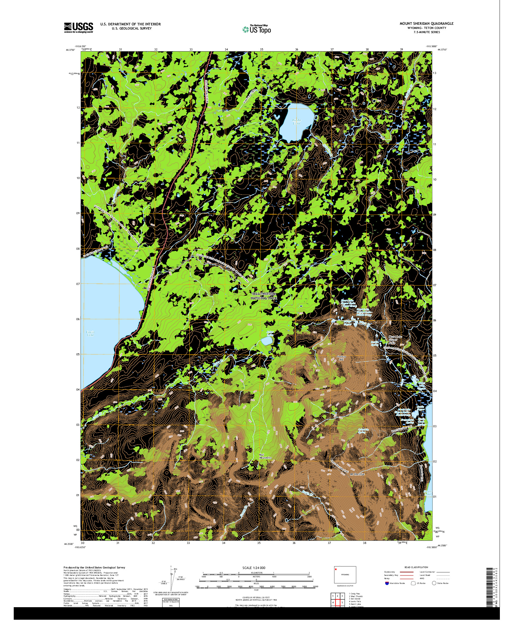 USGS US TOPO 7.5-MINUTE MAP FOR MOUNT SHERIDAN, WY 2017