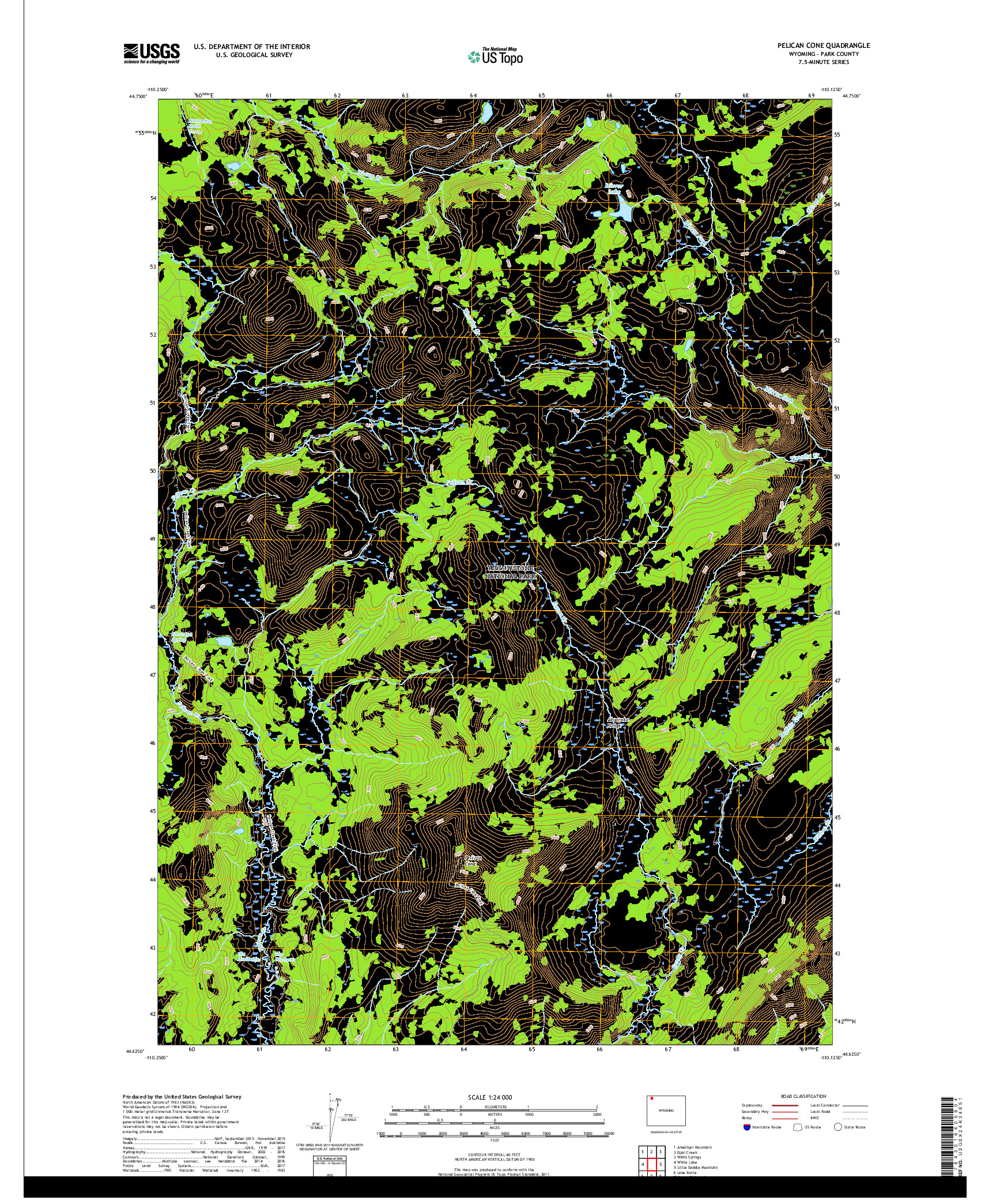 USGS US TOPO 7.5-MINUTE MAP FOR PELICAN CONE, WY 2017