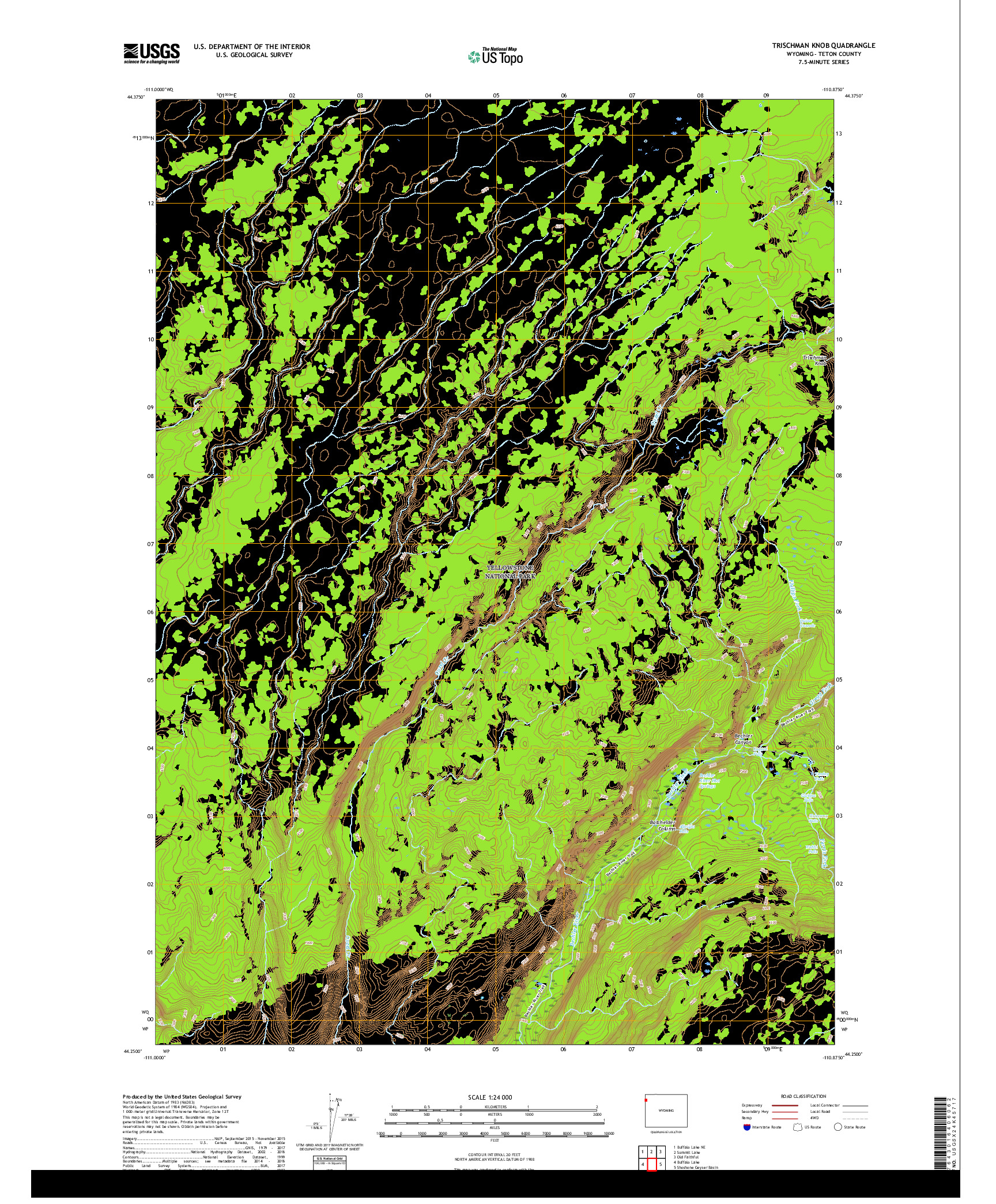 USGS US TOPO 7.5-MINUTE MAP FOR TRISCHMAN KNOB, WY 2017