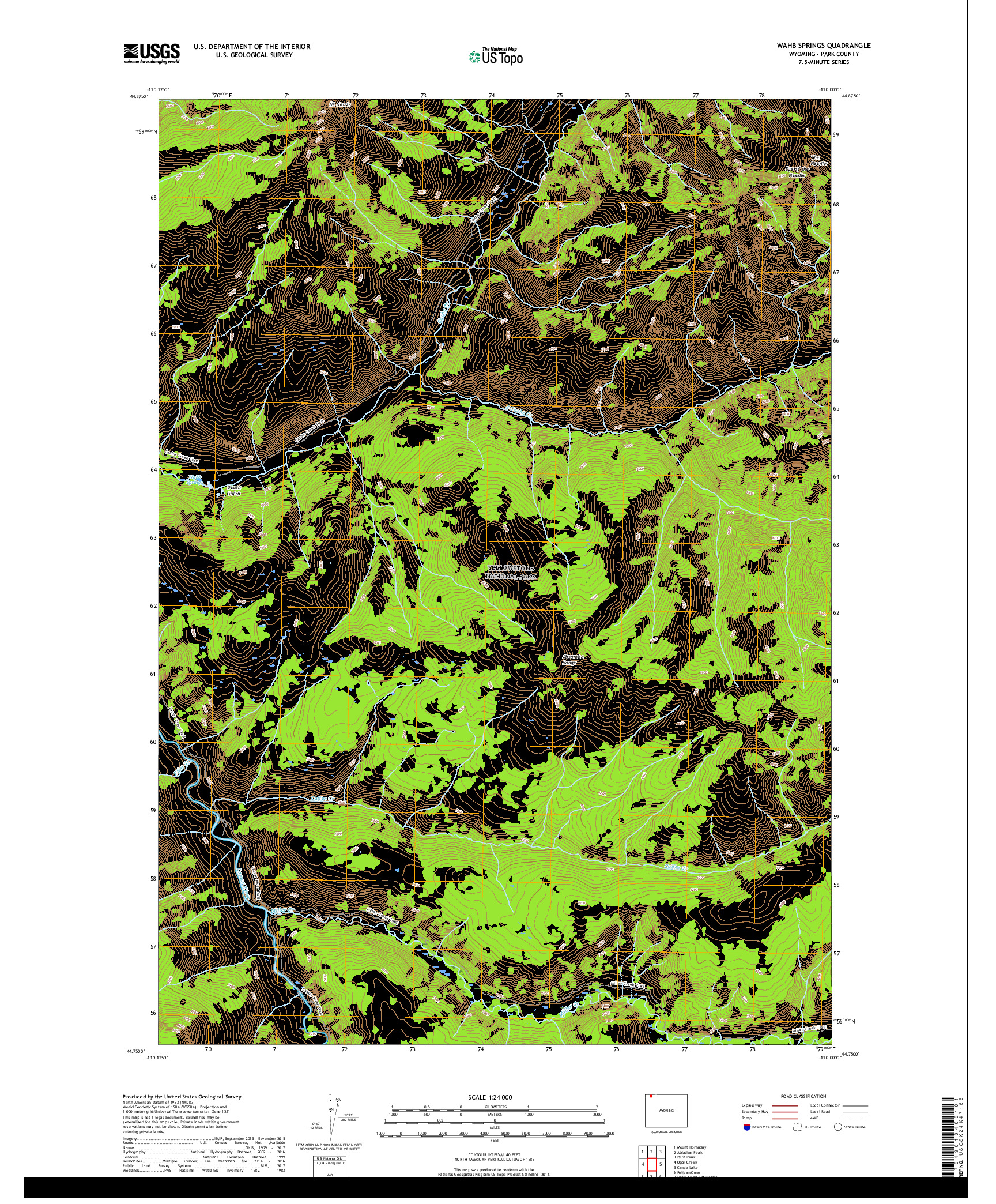 USGS US TOPO 7.5-MINUTE MAP FOR WAHB SPRINGS, WY 2017