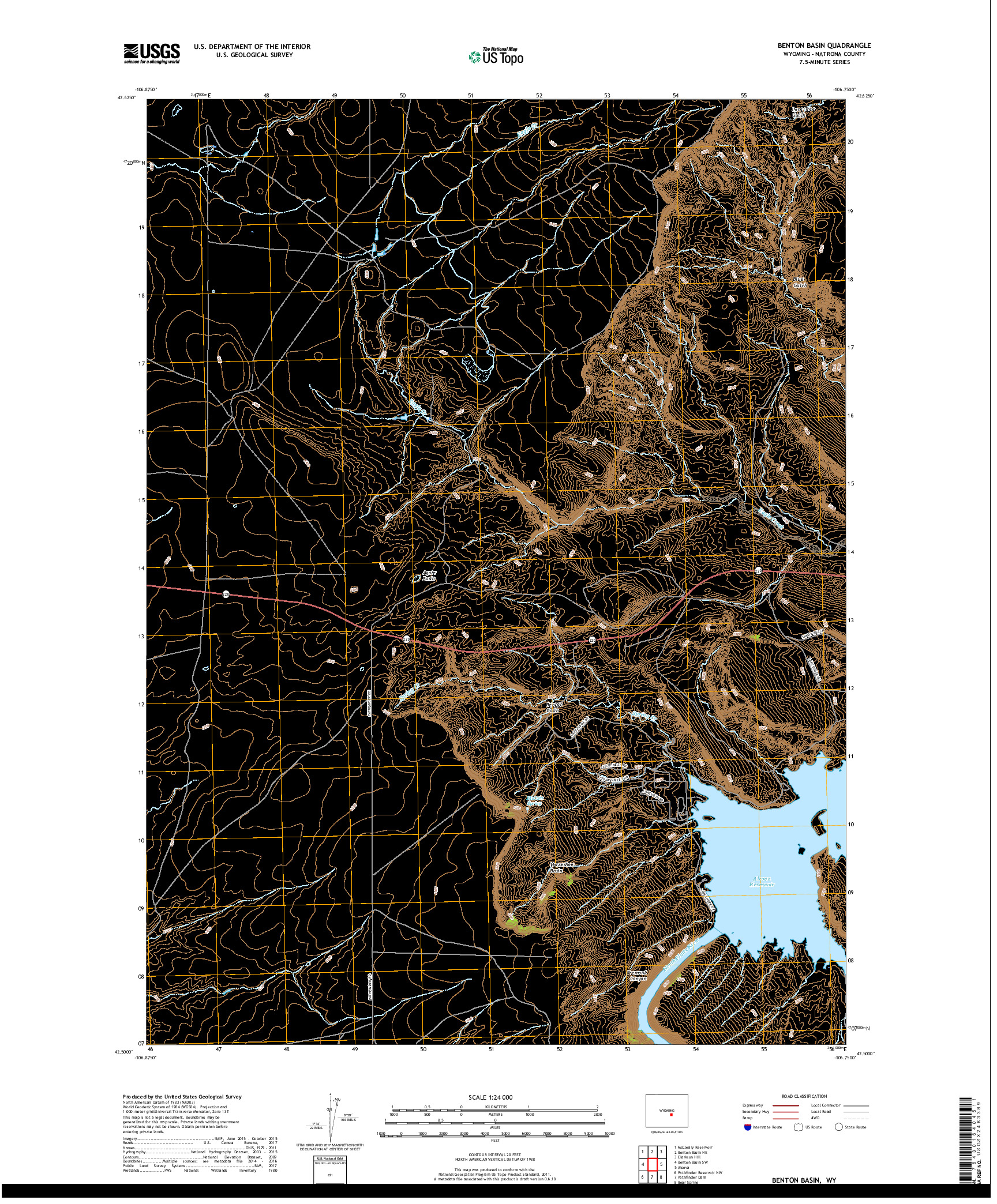 USGS US TOPO 7.5-MINUTE MAP FOR BENTON BASIN, WY 2017