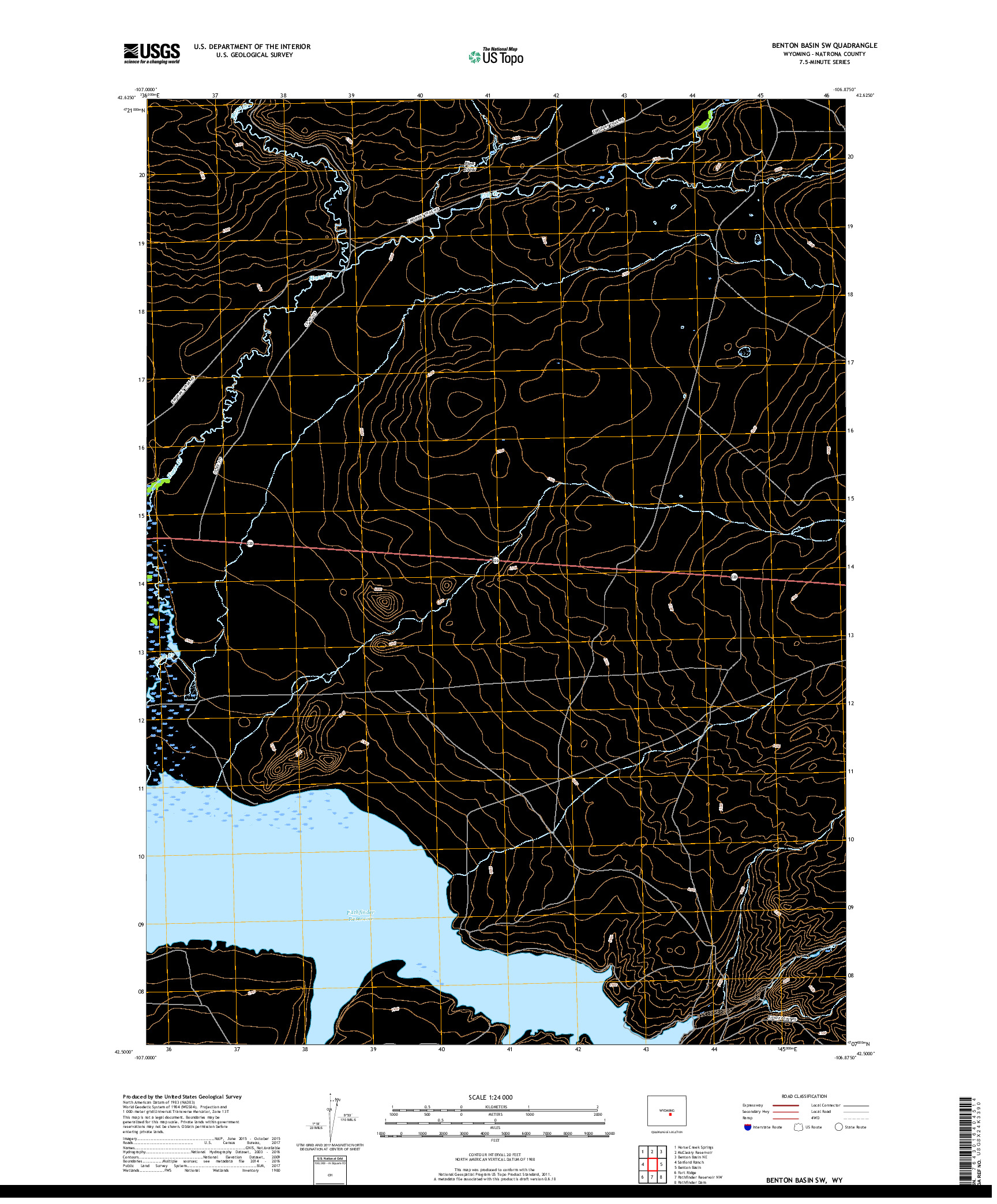 USGS US TOPO 7.5-MINUTE MAP FOR BENTON BASIN SW, WY 2017