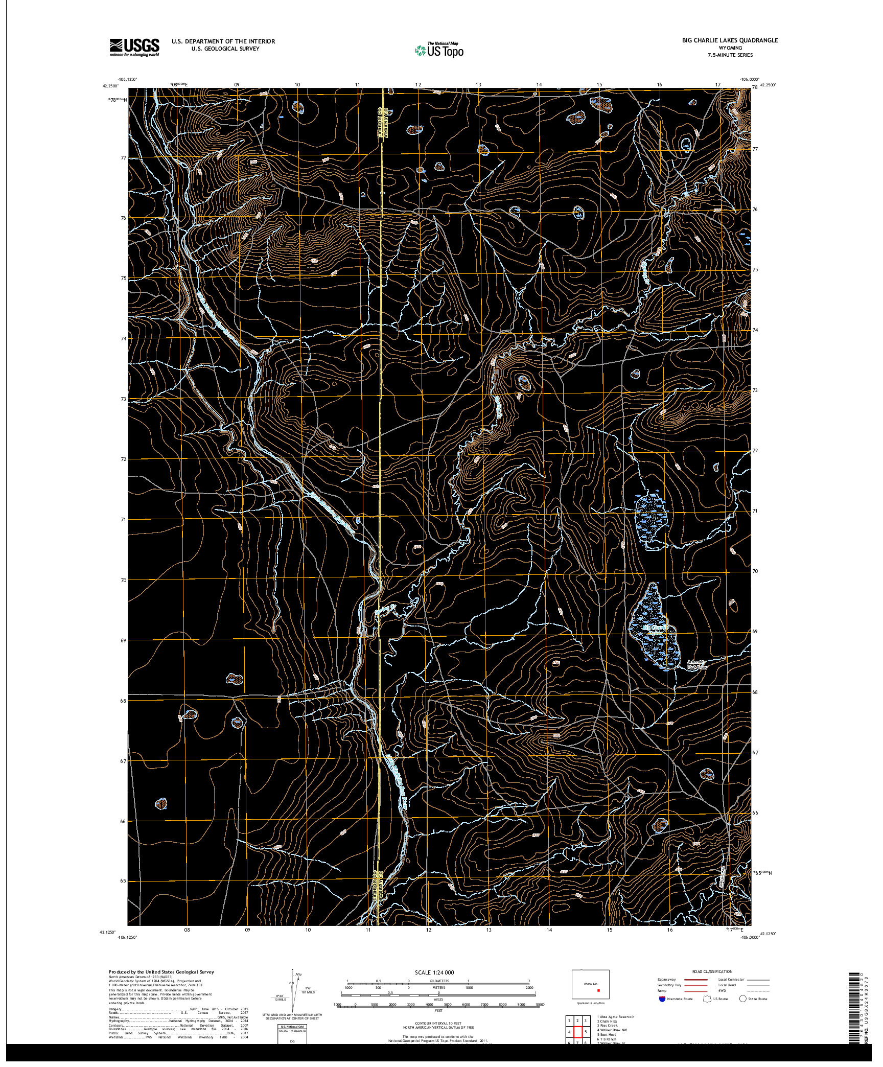 USGS US TOPO 7.5-MINUTE MAP FOR BIG CHARLIE LAKES, WY 2017