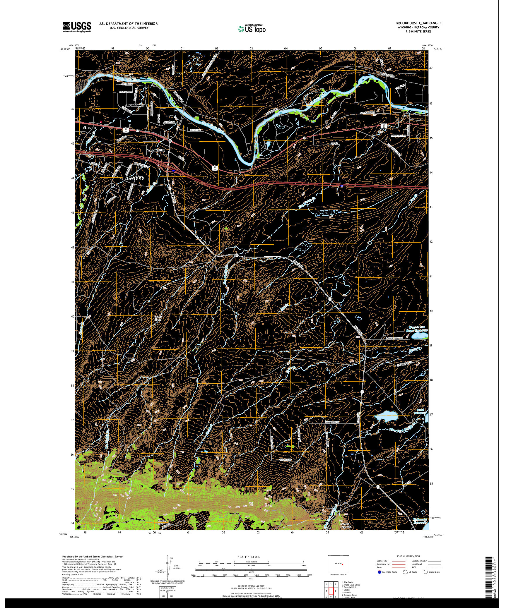 USGS US TOPO 7.5-MINUTE MAP FOR BROOKHURST, WY 2017