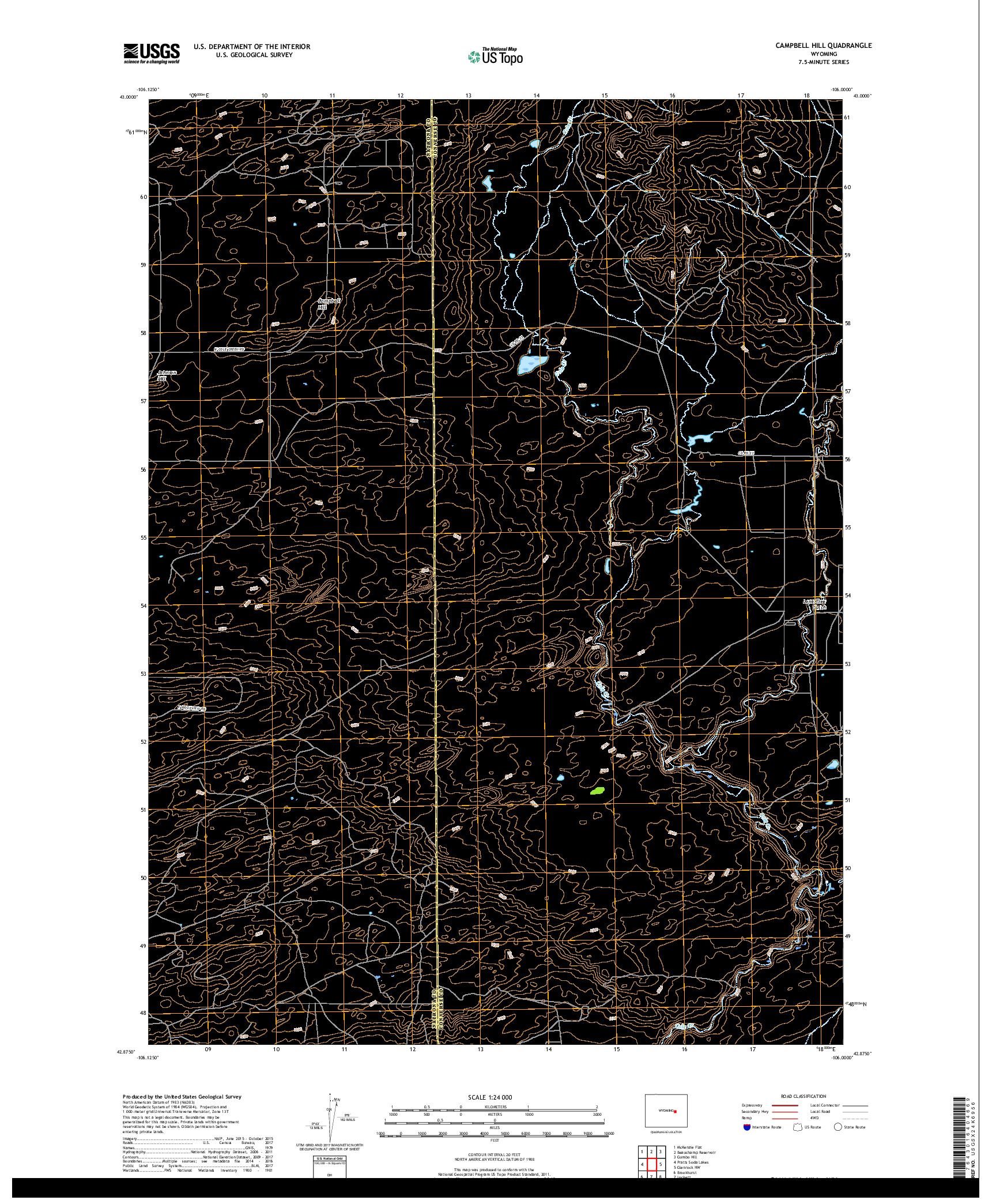USGS US TOPO 7.5-MINUTE MAP FOR CAMPBELL HILL, WY 2017