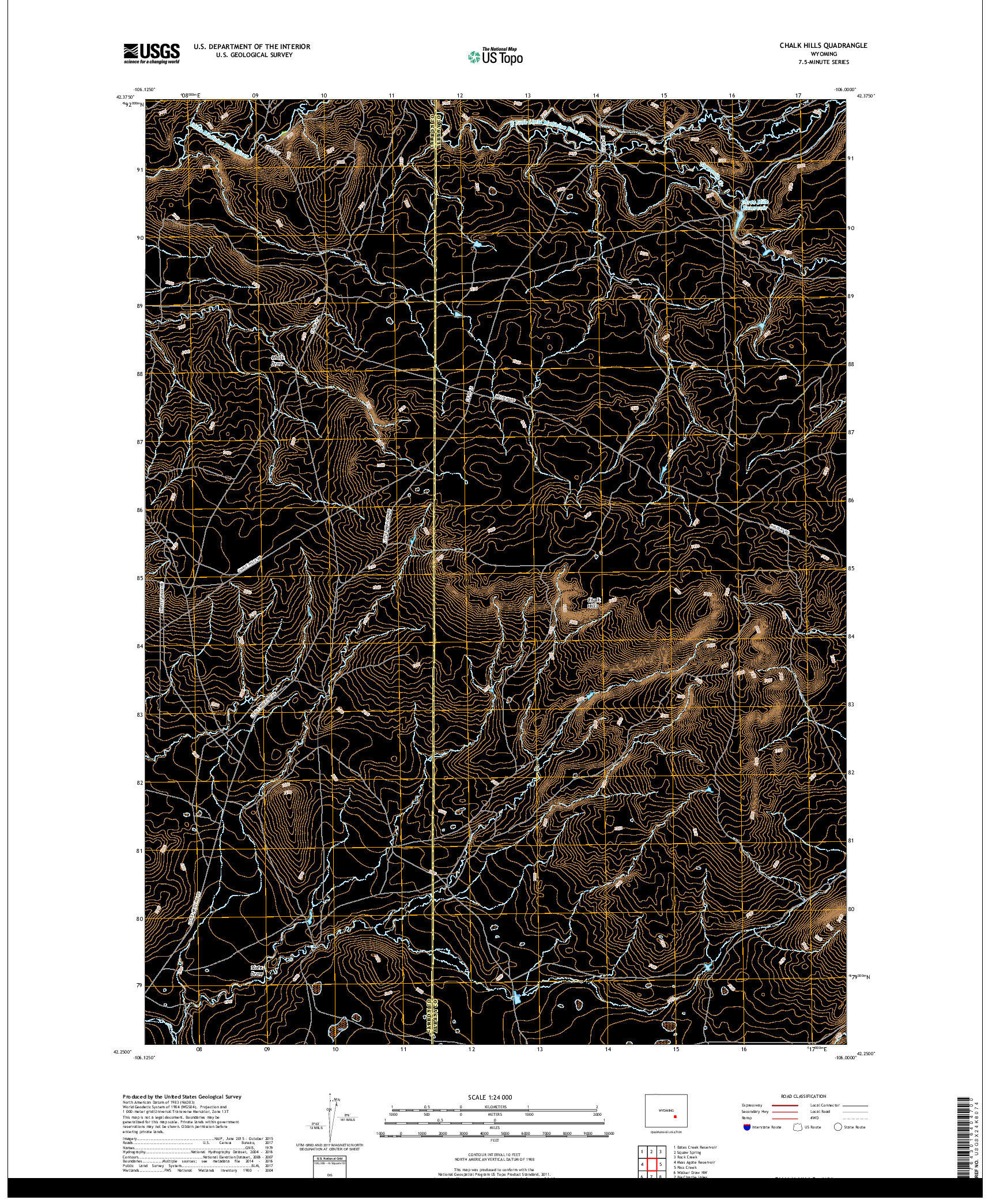 USGS US TOPO 7.5-MINUTE MAP FOR CHALK HILLS, WY 2017