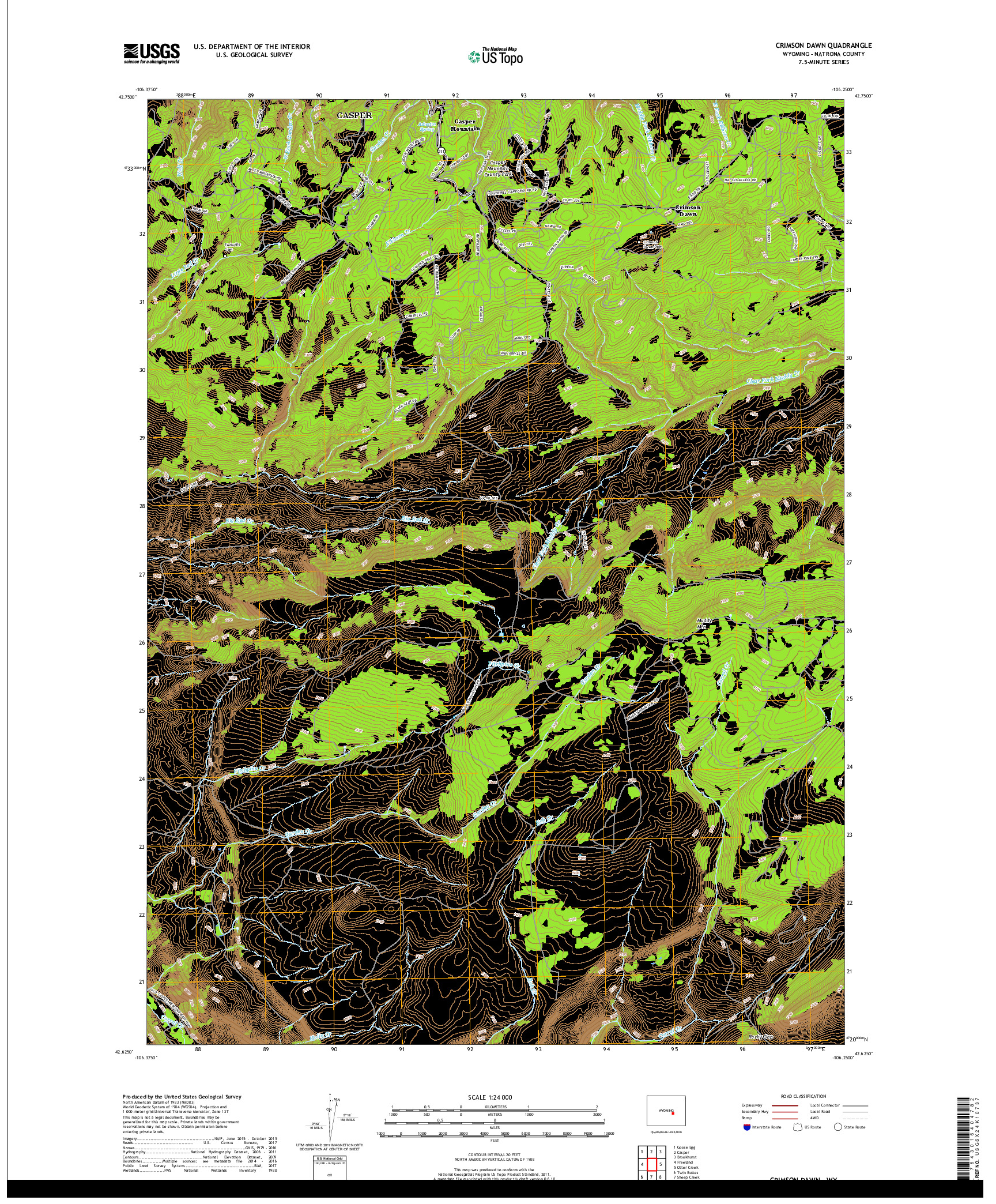 USGS US TOPO 7.5-MINUTE MAP FOR CRIMSON DAWN, WY 2017