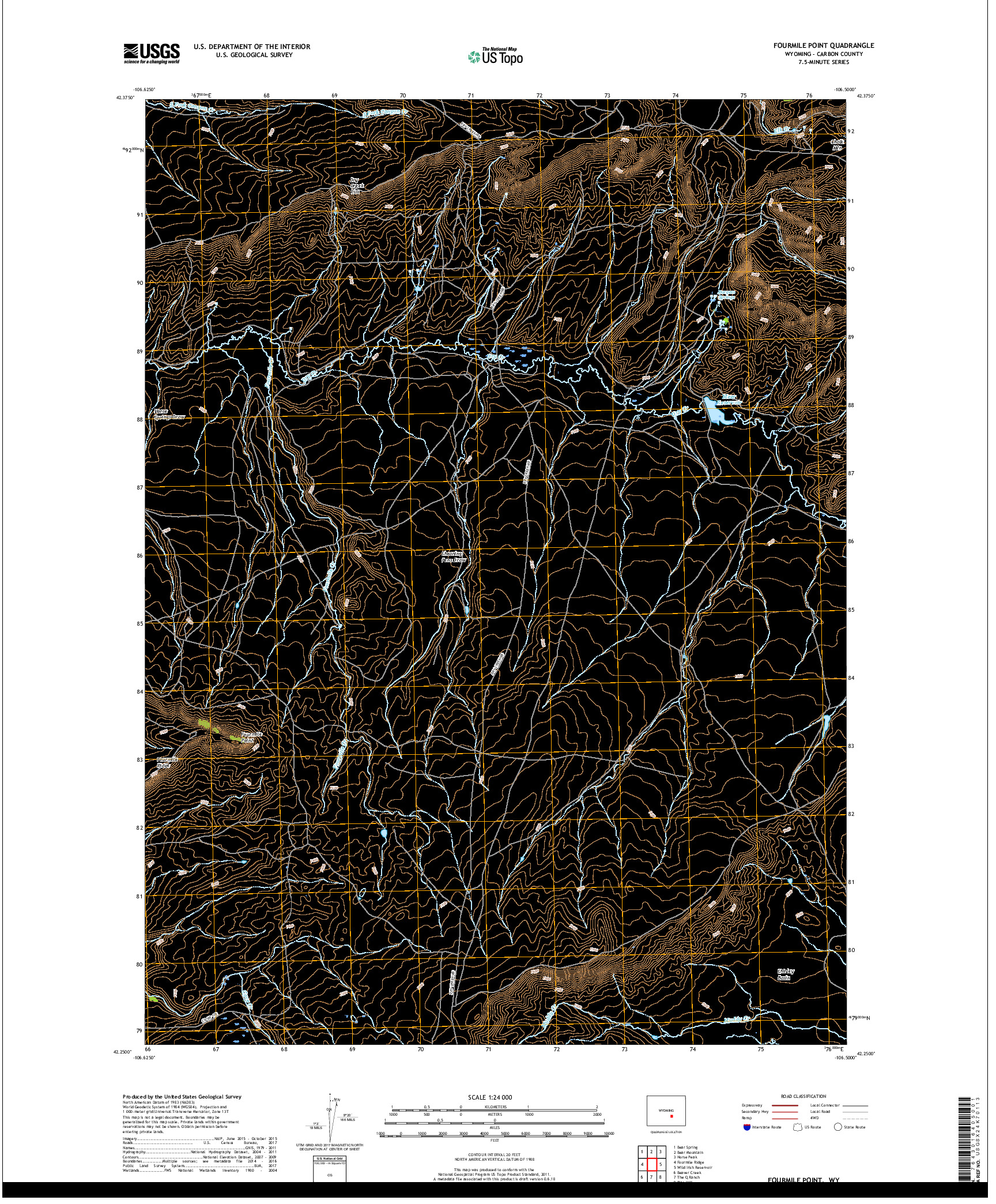 USGS US TOPO 7.5-MINUTE MAP FOR FOURMILE POINT, WY 2017