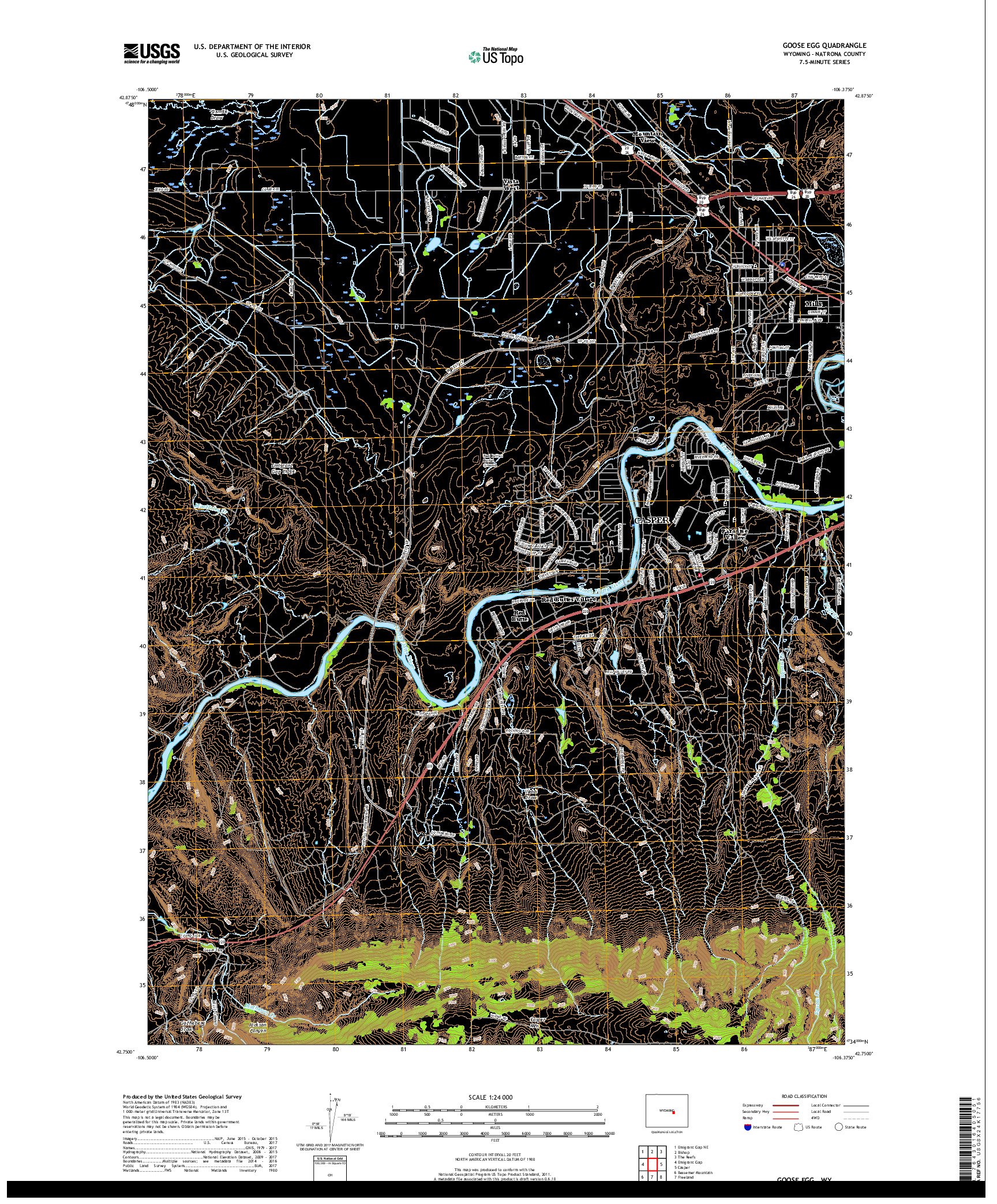 USGS US TOPO 7.5-MINUTE MAP FOR GOOSE EGG, WY 2017