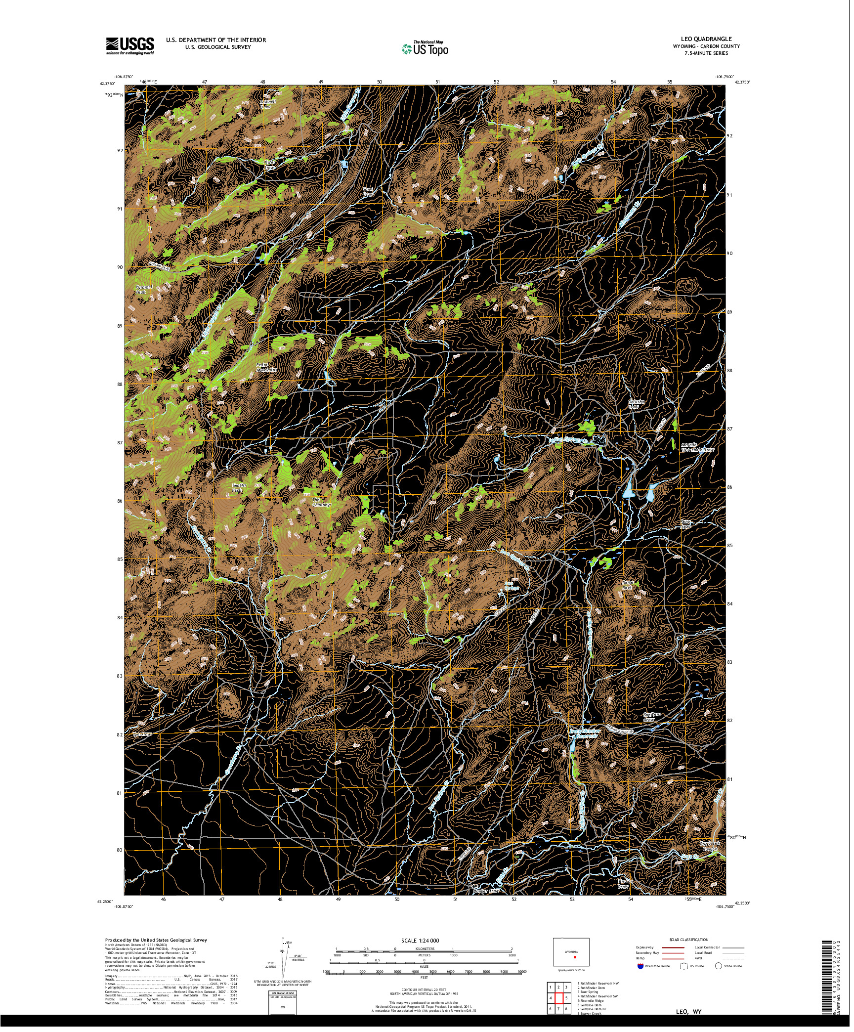 USGS US TOPO 7.5-MINUTE MAP FOR LEO, WY 2017