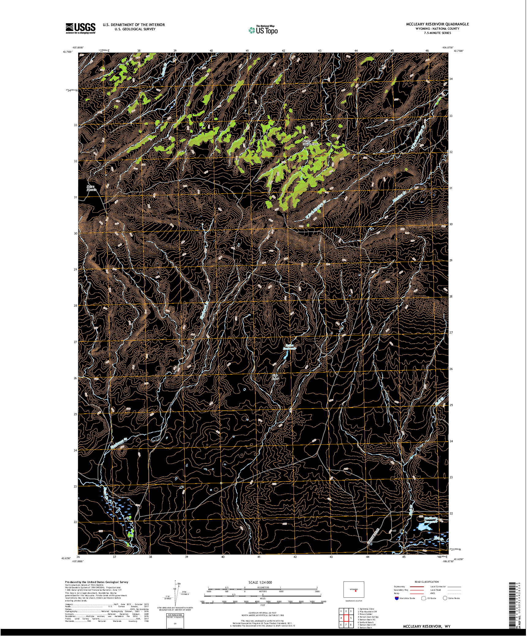 USGS US TOPO 7.5-MINUTE MAP FOR MCCLEARY RESERVOIR, WY 2017