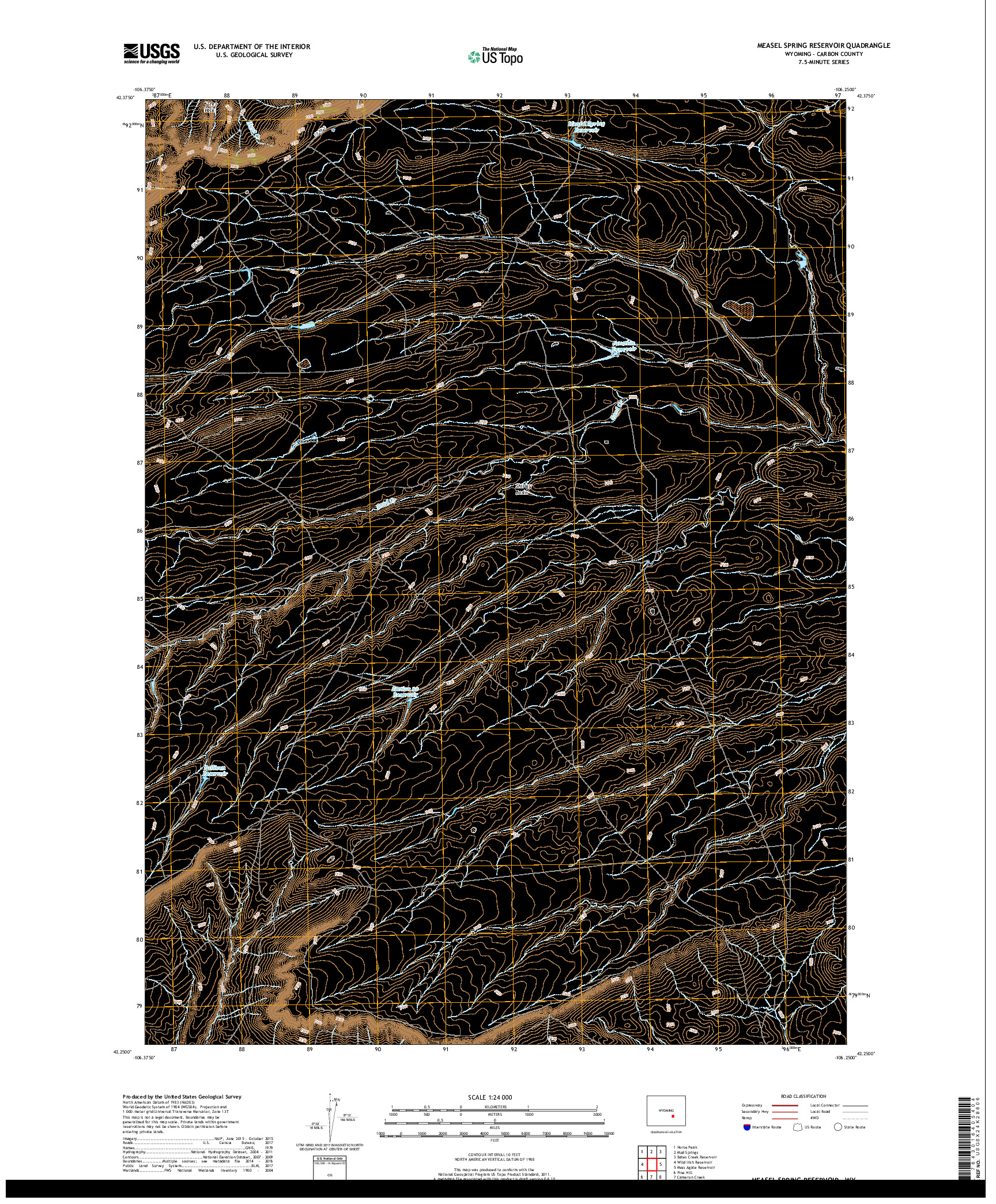 USGS US TOPO 7.5-MINUTE MAP FOR MEASEL SPRING RESERVOIR, WY 2017