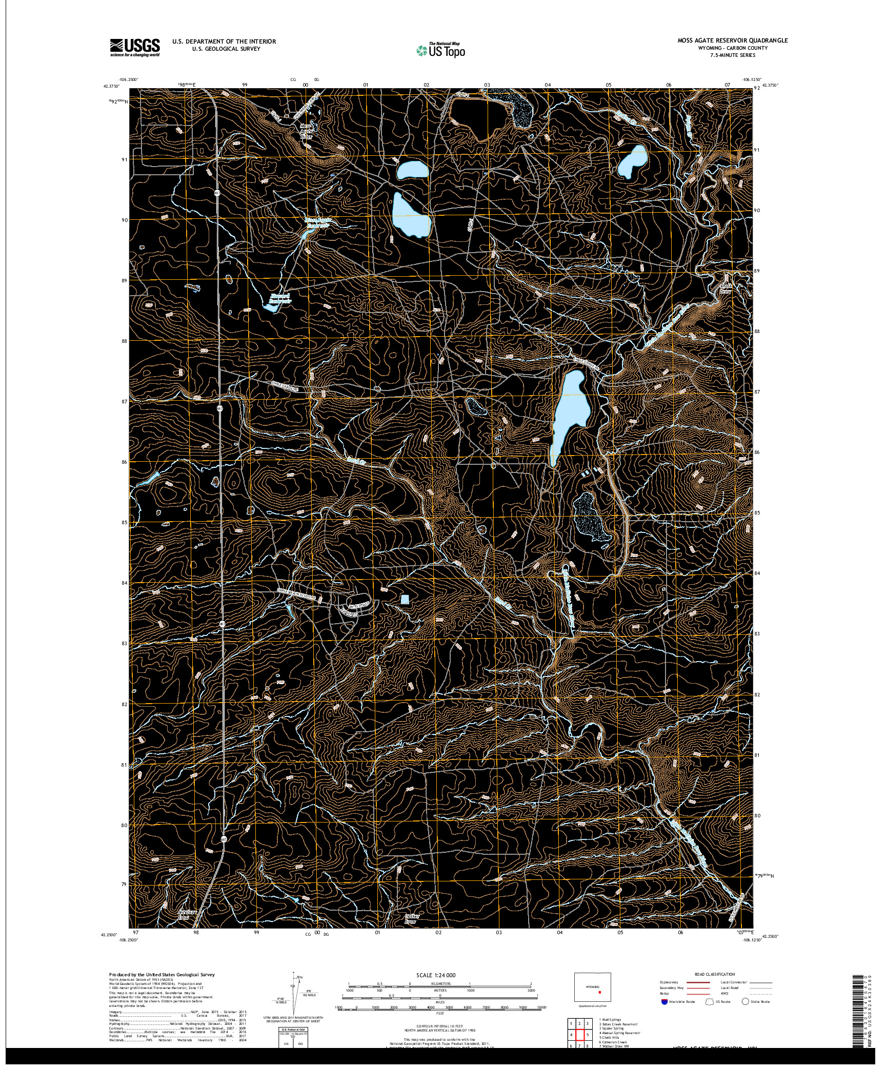 USGS US TOPO 7.5-MINUTE MAP FOR MOSS AGATE RESERVOIR, WY 2017