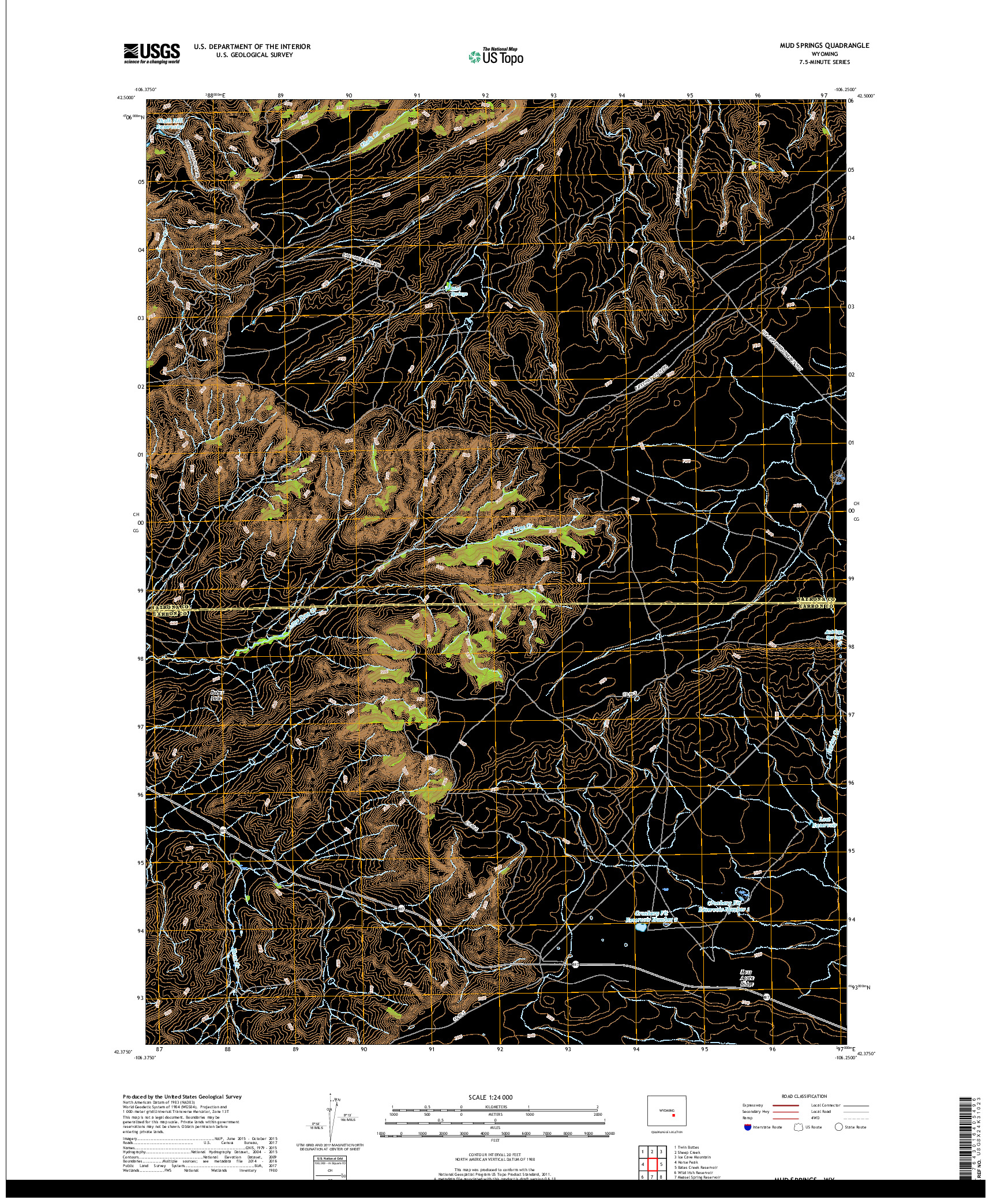 USGS US TOPO 7.5-MINUTE MAP FOR MUD SPRINGS, WY 2017