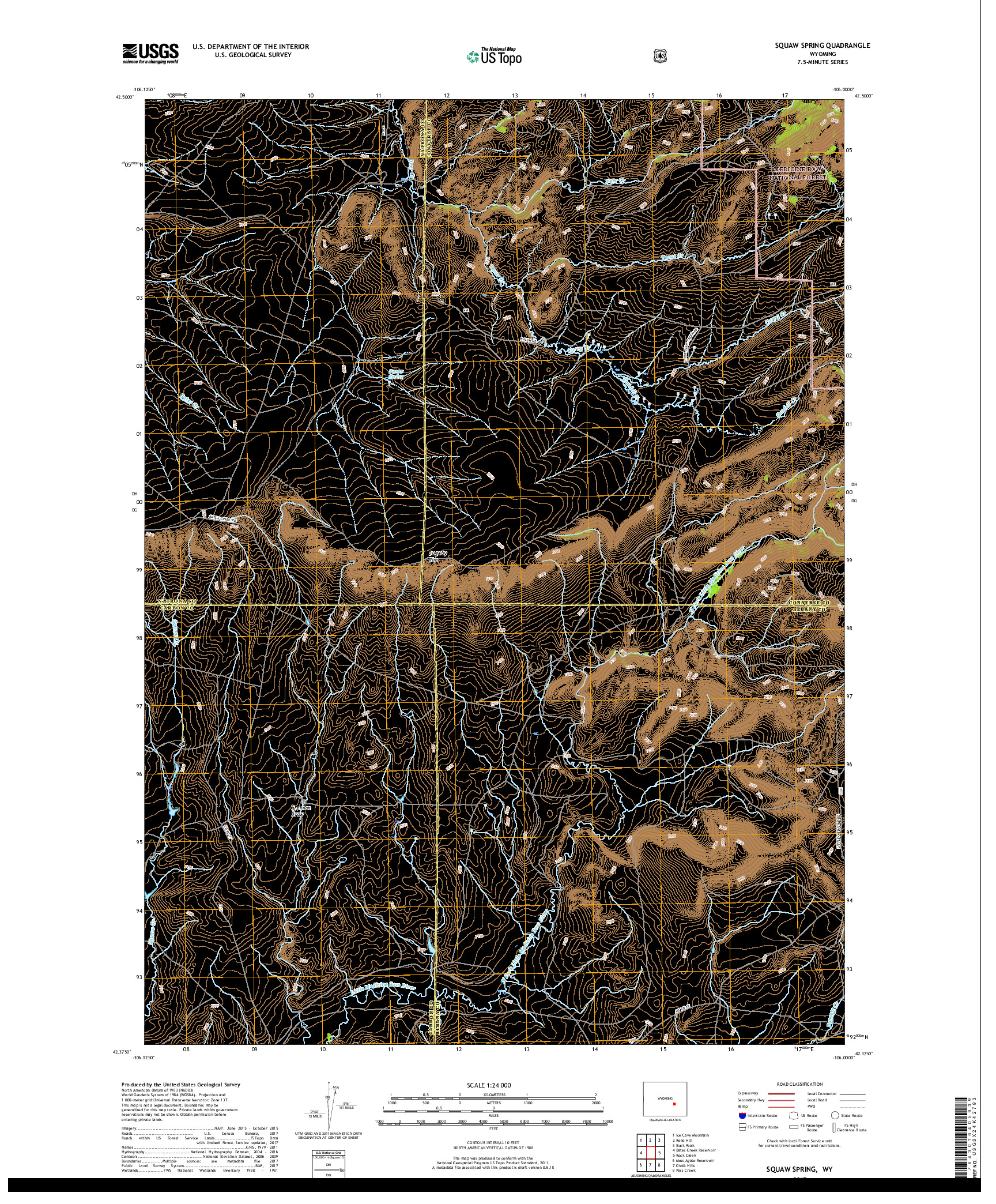 USGS US TOPO 7.5-MINUTE MAP FOR SQUAW SPRING, WY 2017