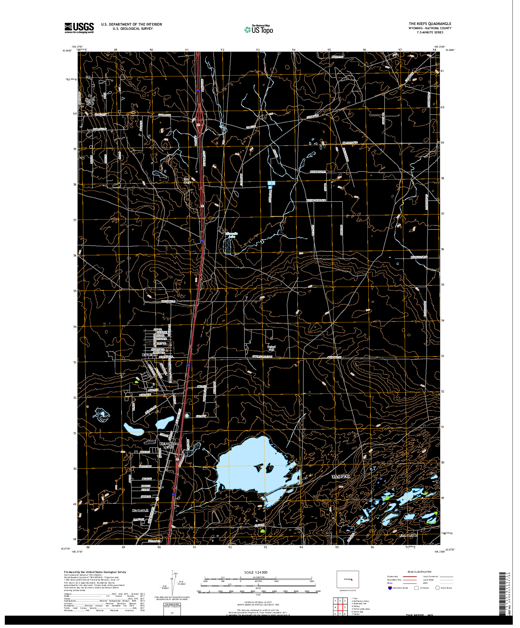 USGS US TOPO 7.5-MINUTE MAP FOR THE REEFS, WY 2017