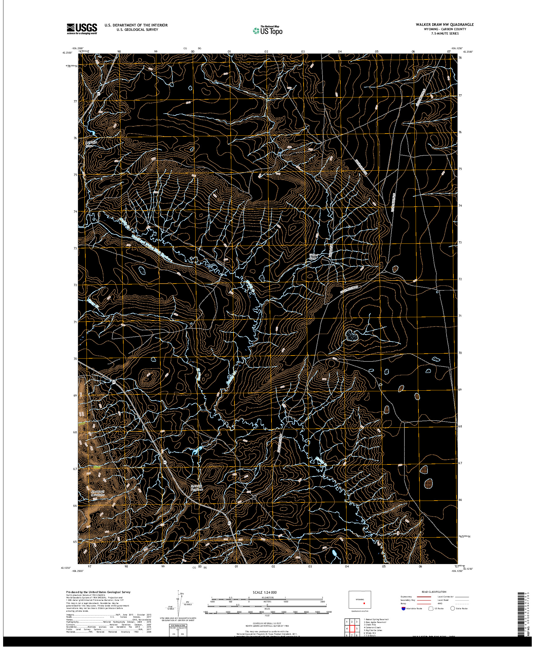 USGS US TOPO 7.5-MINUTE MAP FOR WALKER DRAW NW, WY 2017