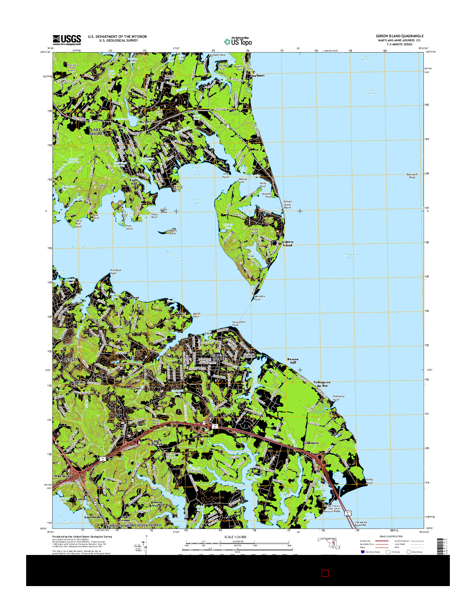 USGS US TOPO 7.5-MINUTE MAP FOR GIBSON ISLAND, MD 2017