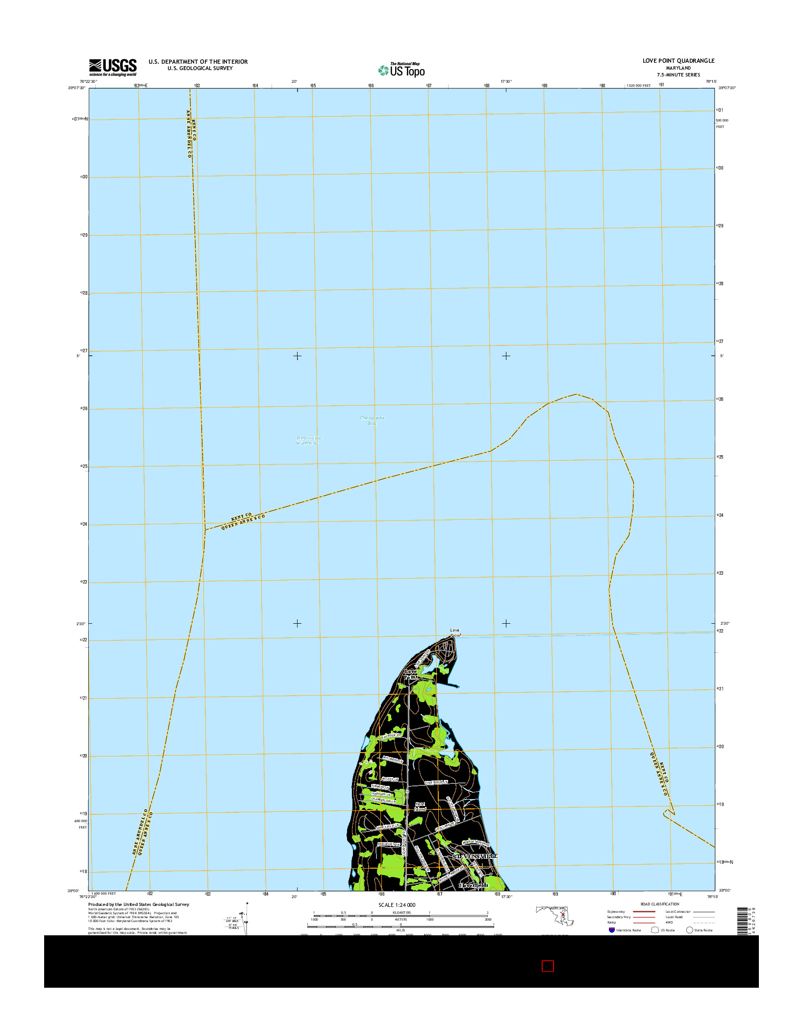 USGS US TOPO 7.5-MINUTE MAP FOR LOVE POINT, MD 2017