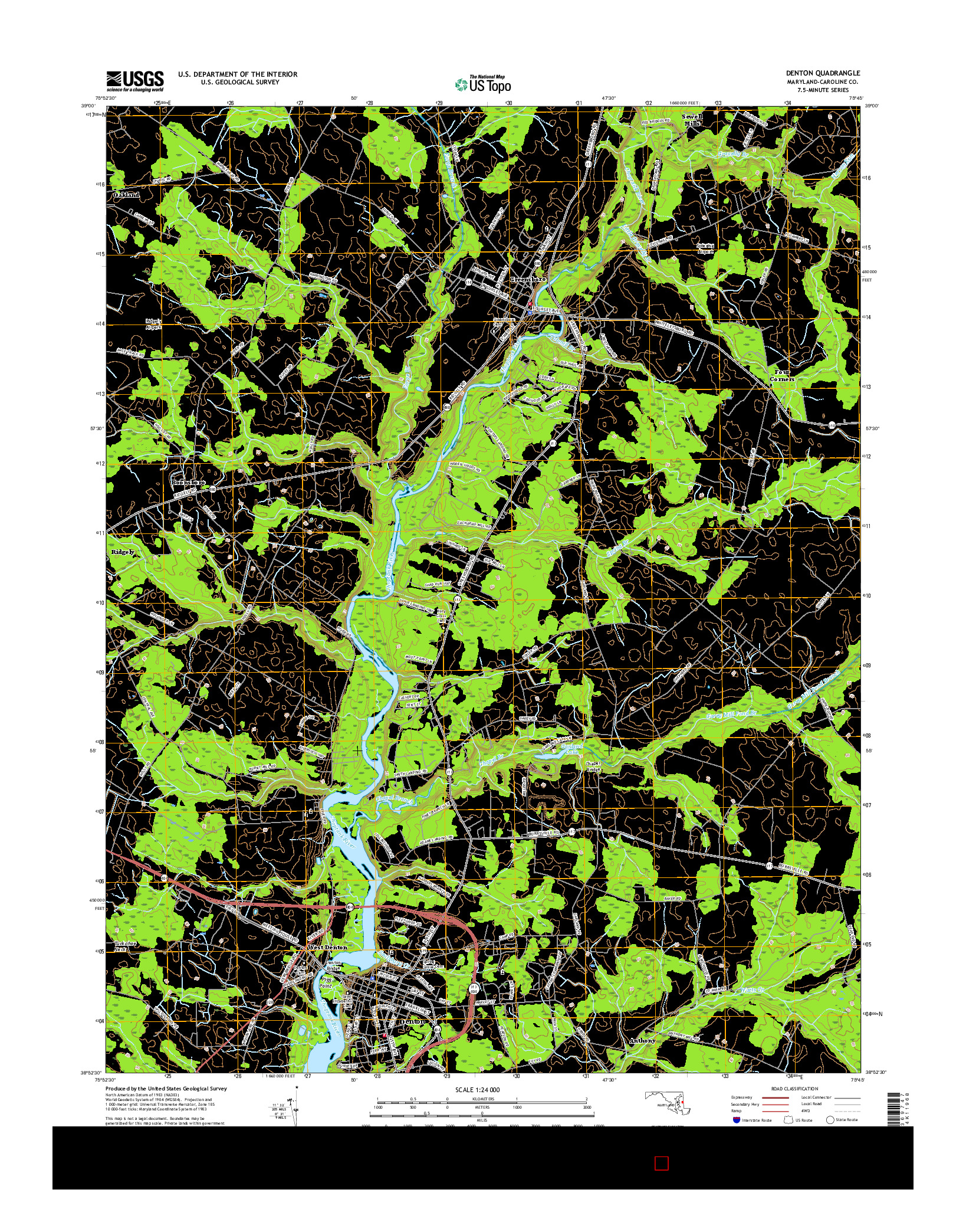 USGS US TOPO 7.5-MINUTE MAP FOR DENTON, MD 2017