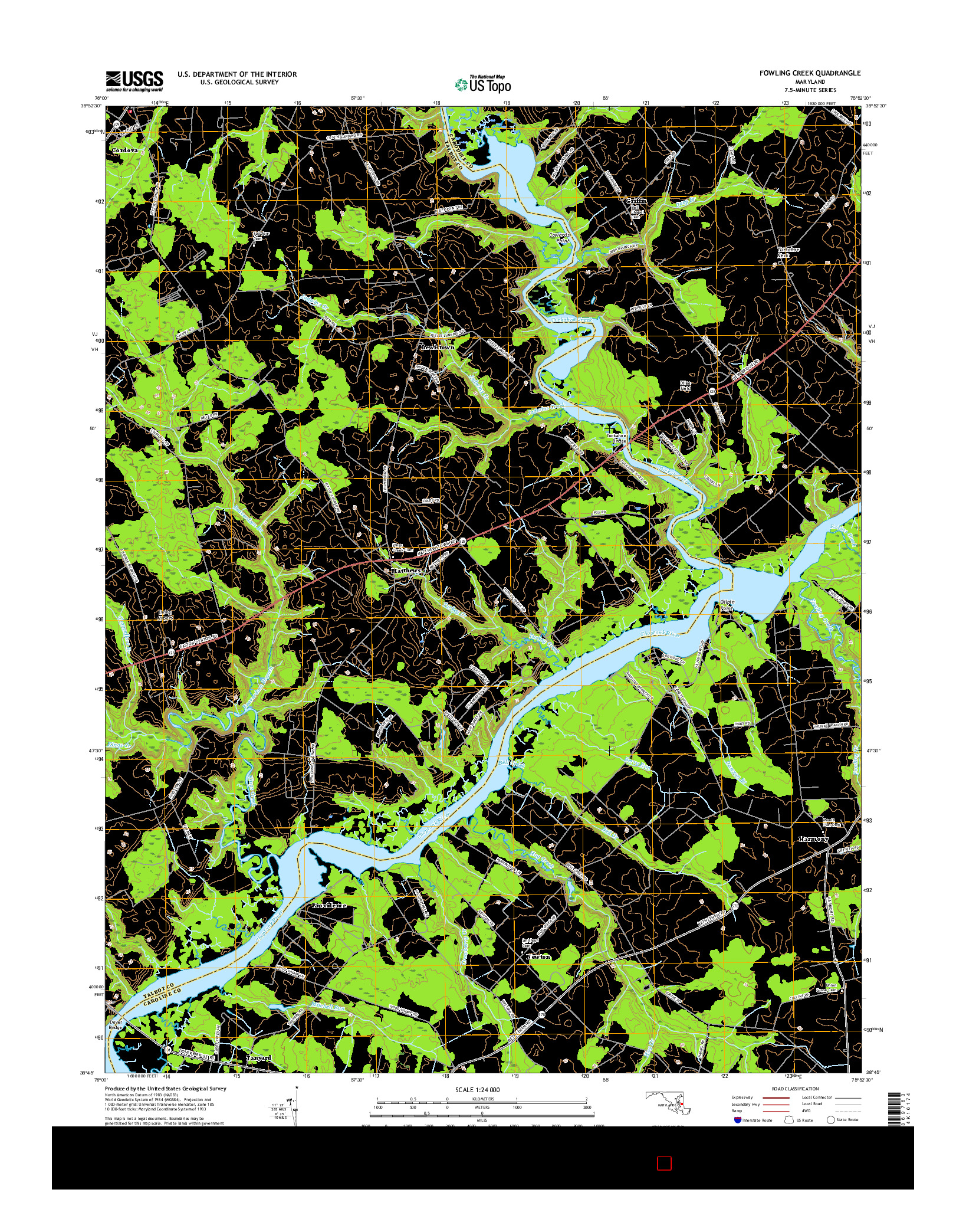 USGS US TOPO 7.5-MINUTE MAP FOR FOWLING CREEK, MD 2017