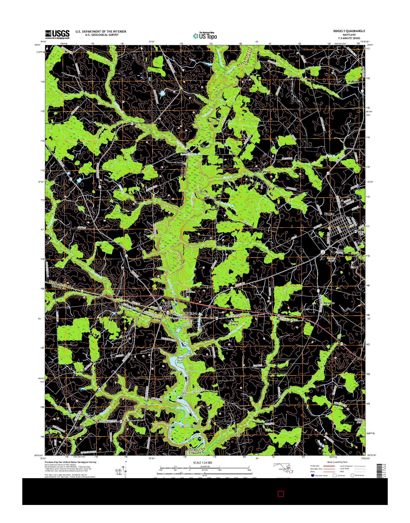 USGS US TOPO 7.5-MINUTE MAP FOR RIDGELY, MD 2017