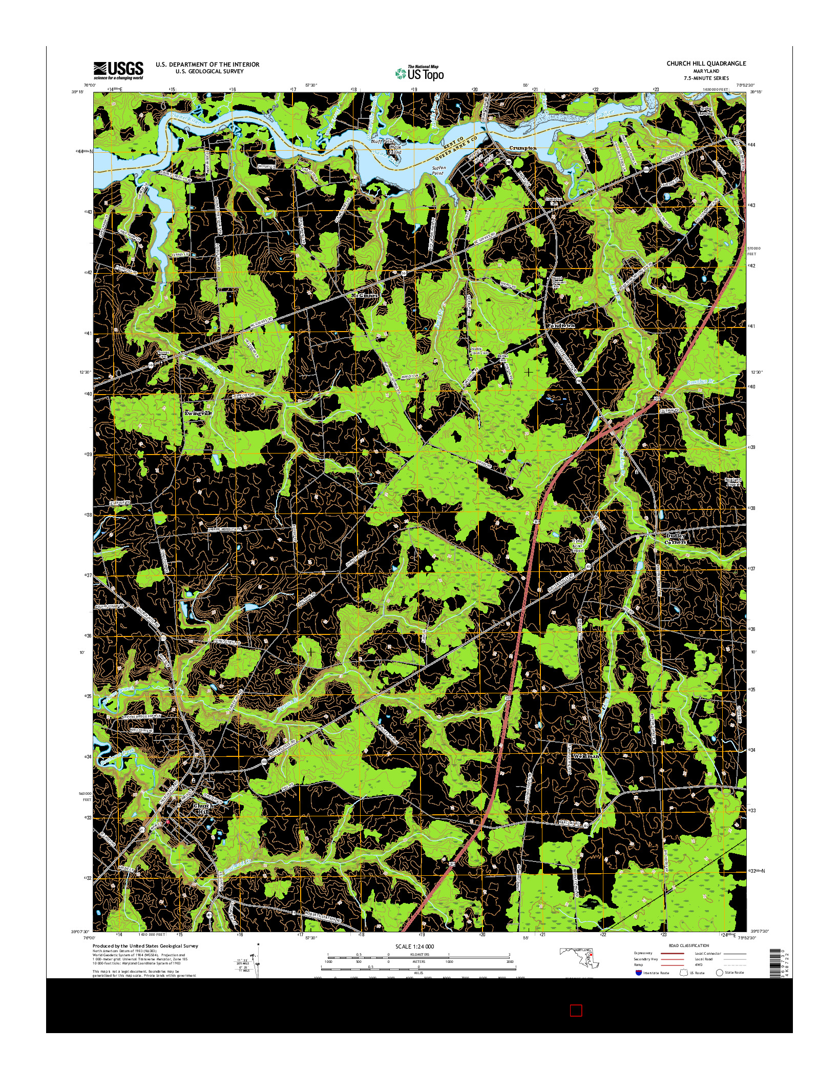 USGS US TOPO 7.5-MINUTE MAP FOR CHURCH HILL, MD 2017