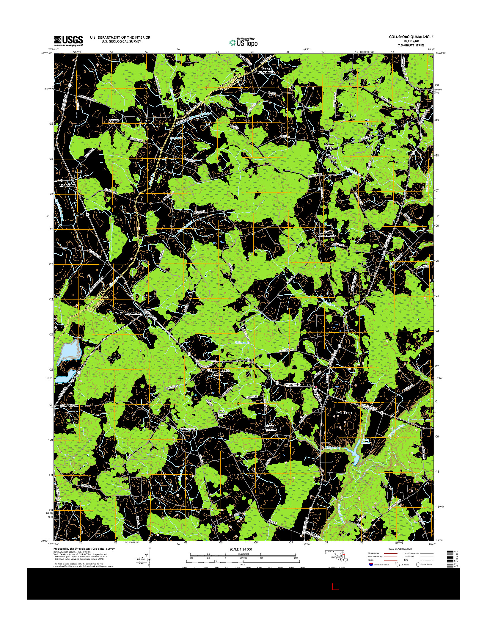 USGS US TOPO 7.5-MINUTE MAP FOR GOLDSBORO, MD 2017